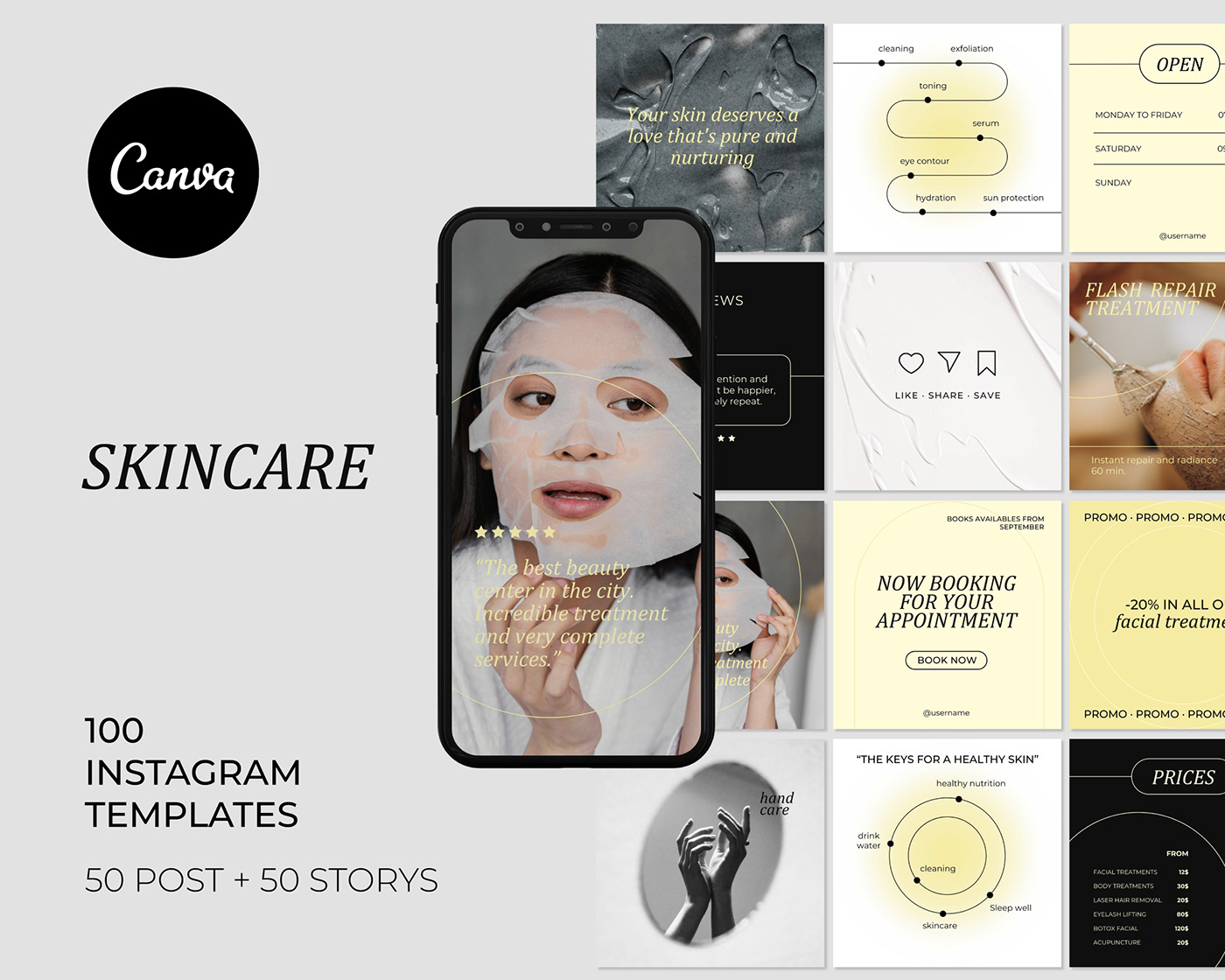 Canva Templates Social Media Design instagram feed social media marketing skincare branding skincare photography aesthetic design Graphic Designer visual identity adobe illustrator