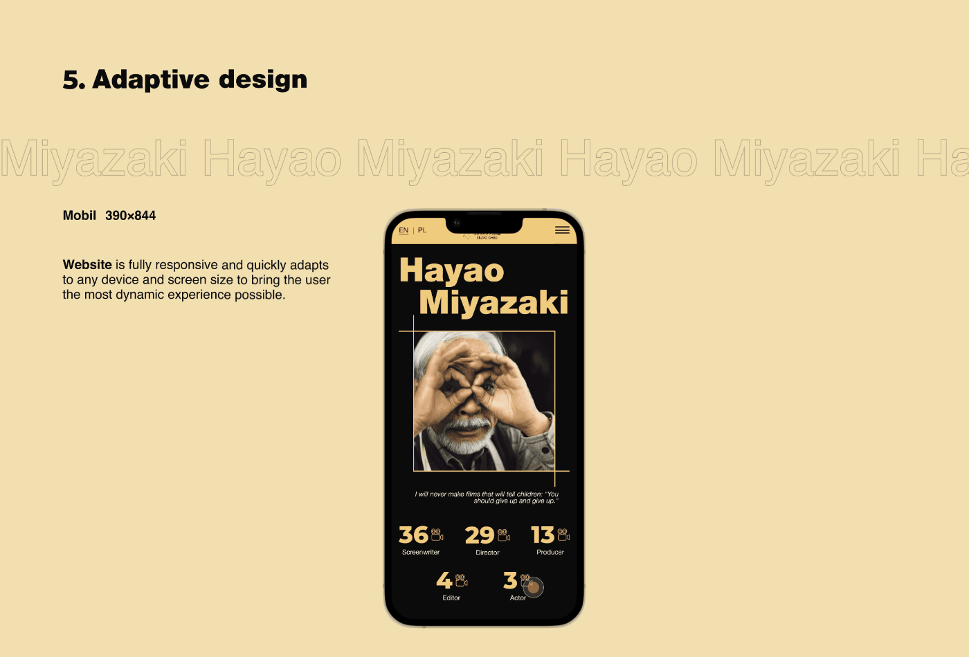 Adaptive anime design famous Figma Hayao Miyazaki landing page miyazaki mobile UI/UX