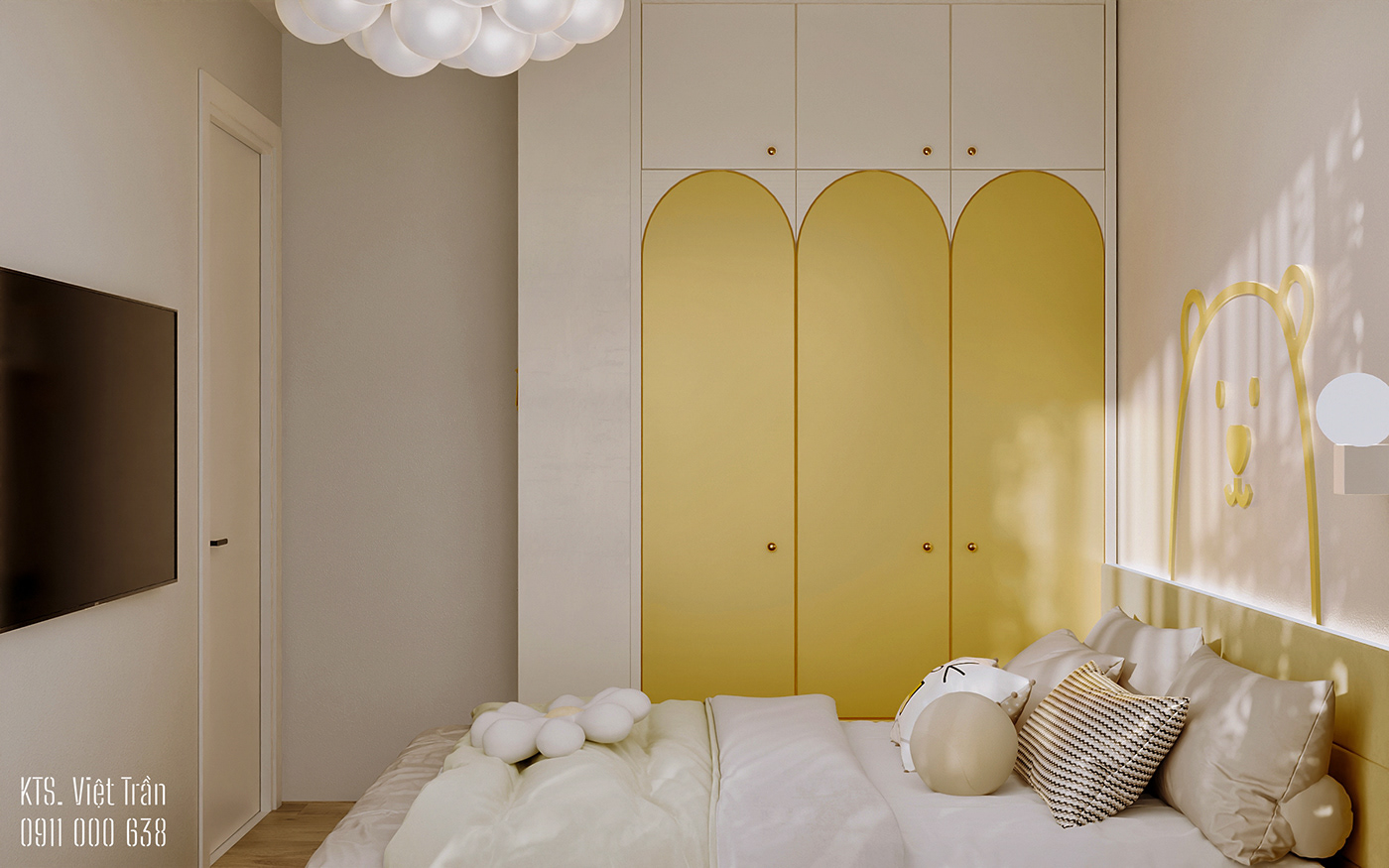 Interior design yellow bear cute 3ds max Render visualization interior design  childroom