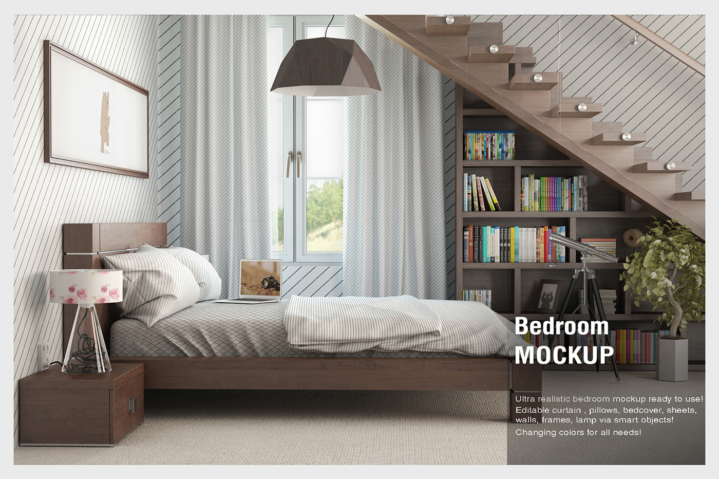 room mockup interior mockup mac Mockup iMac bed mockup sheet sheets mockup sheets mock-up pillow