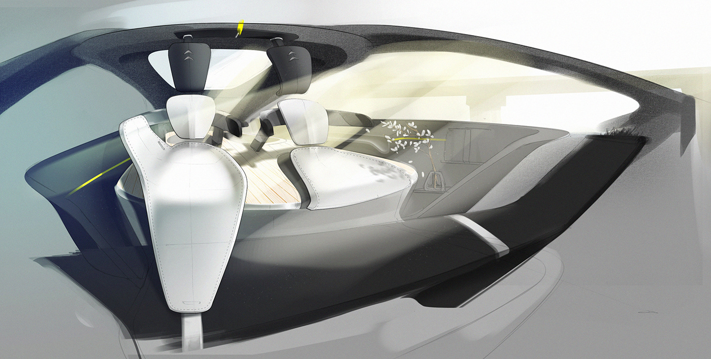 autonomouse car car design citroen handdreawing photoshop productdesign sketch story storyboard Transportation Design