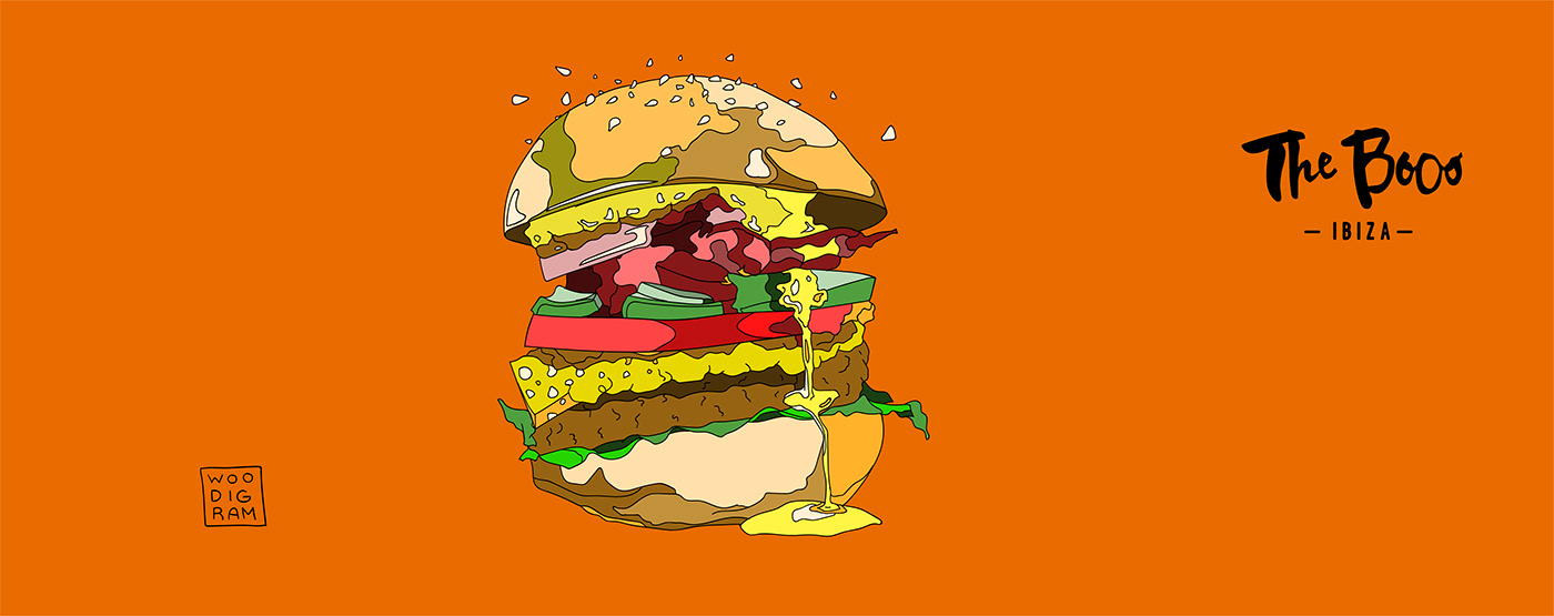 woodigram digital burger fiolet ibiza thebooo woman man artist ILLUSTRATION 