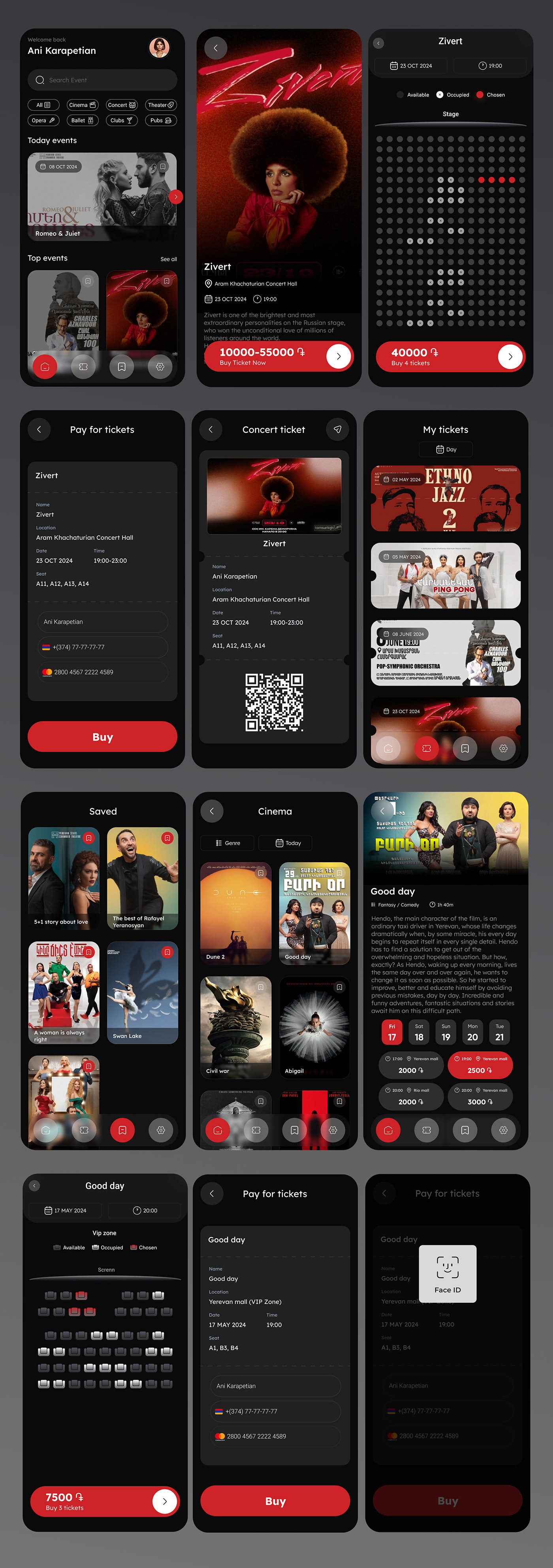 tiket app design Booking movie redesign UI/UX teatre TOMS
