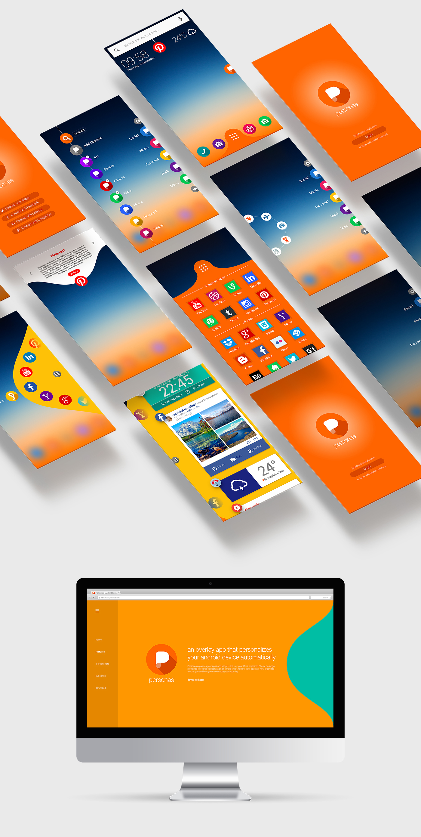 personas launcher app colors Web Design  widgets icons branding  brand identity logo Mobile app