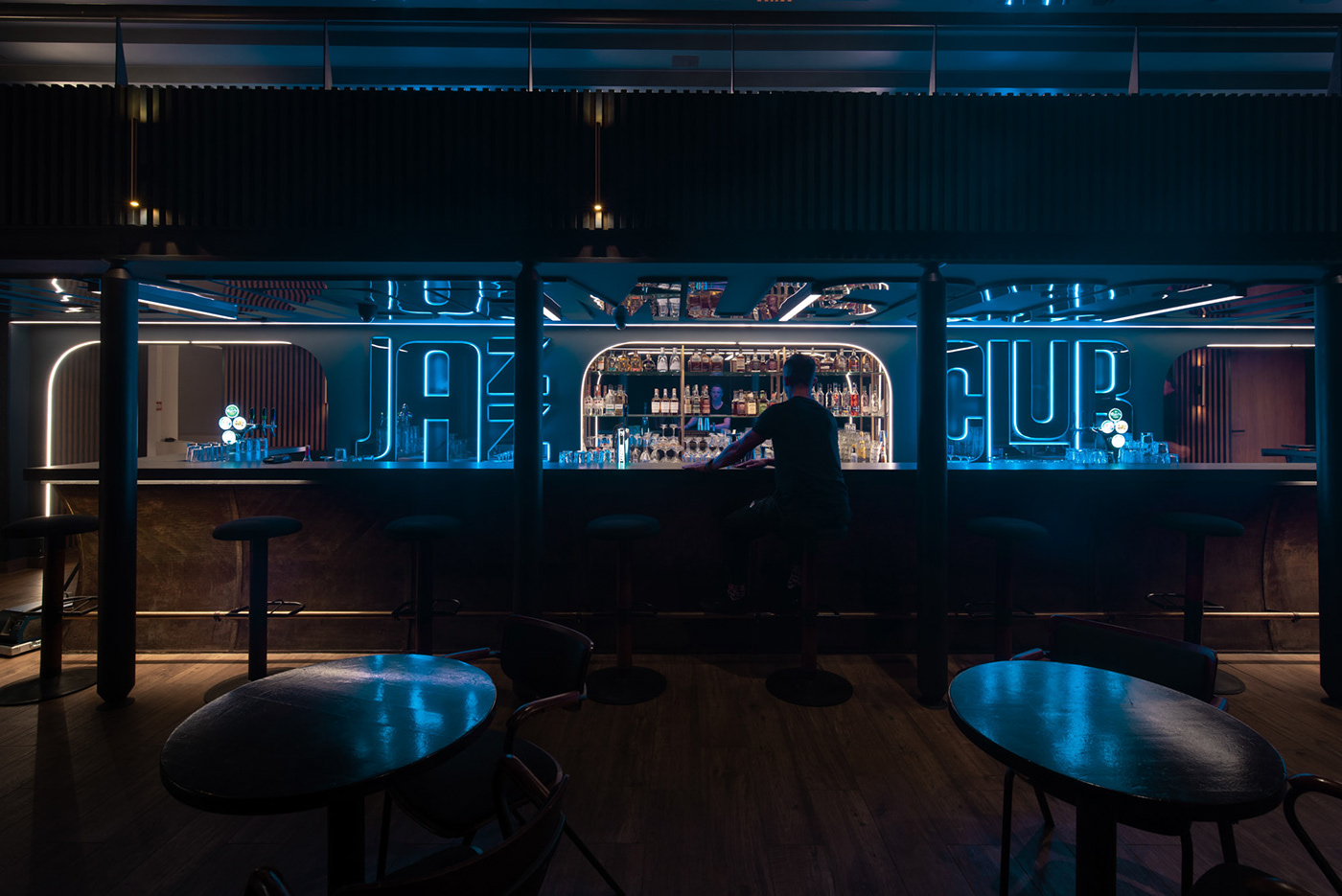 jazz club bar Interior poznan poland blue music