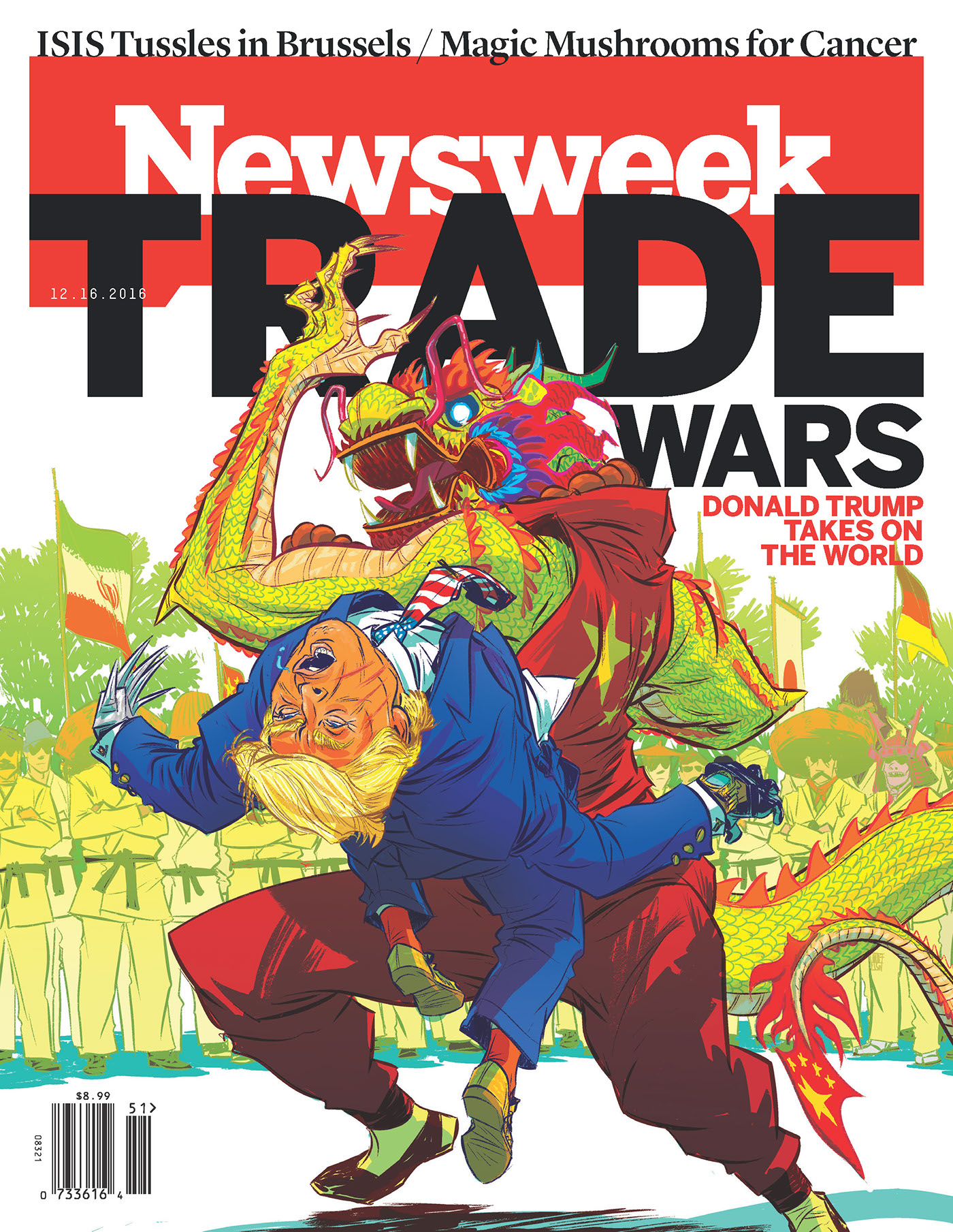 Donald Trump Trade Wars ILLUSTRATION  comics Magazine Cover Nathan Fox POTUS china digital ink editorial