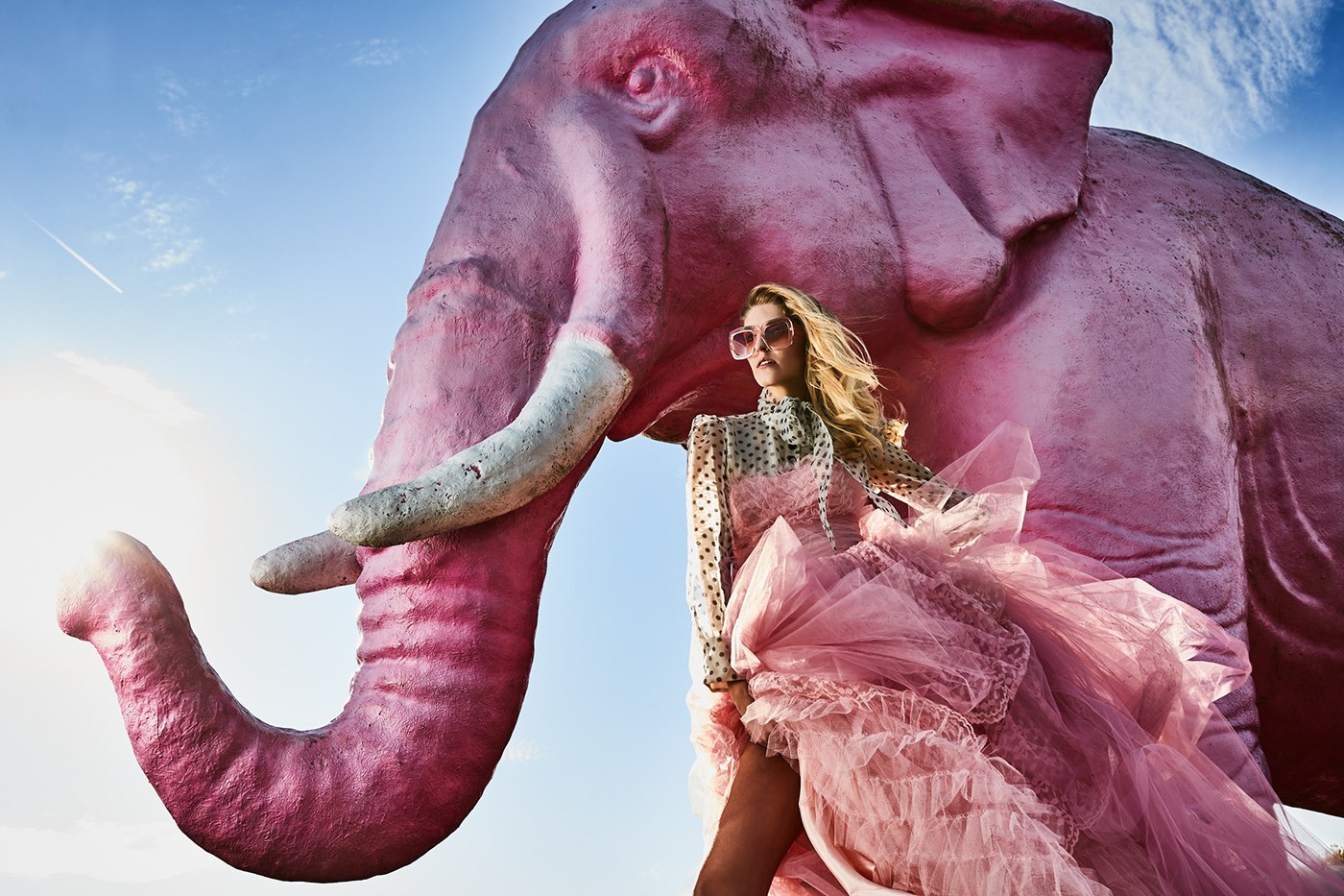 Fashion editorial by Brian Cummings, shot at a roadside attraction along route 66