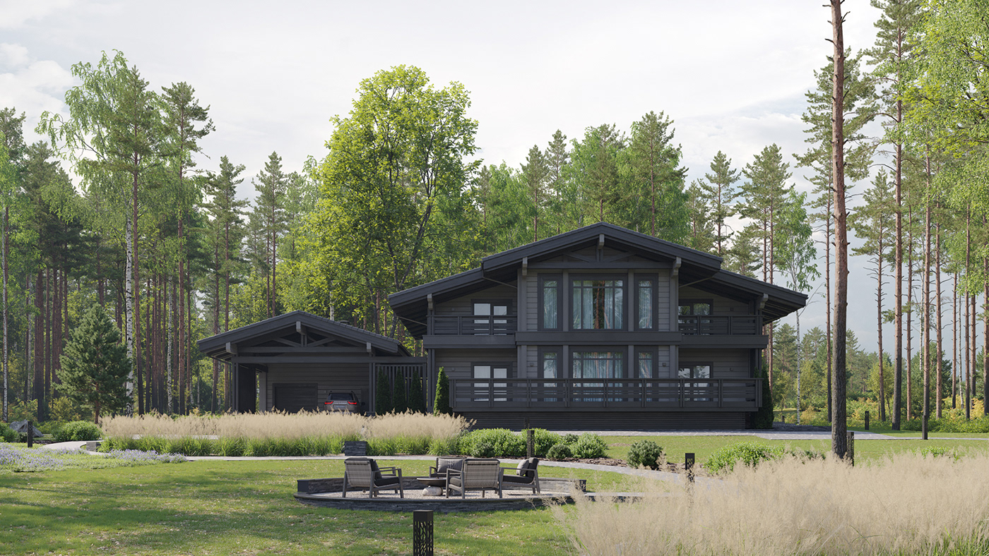 visualization architecture archviz exterior Render 3D house Landscape