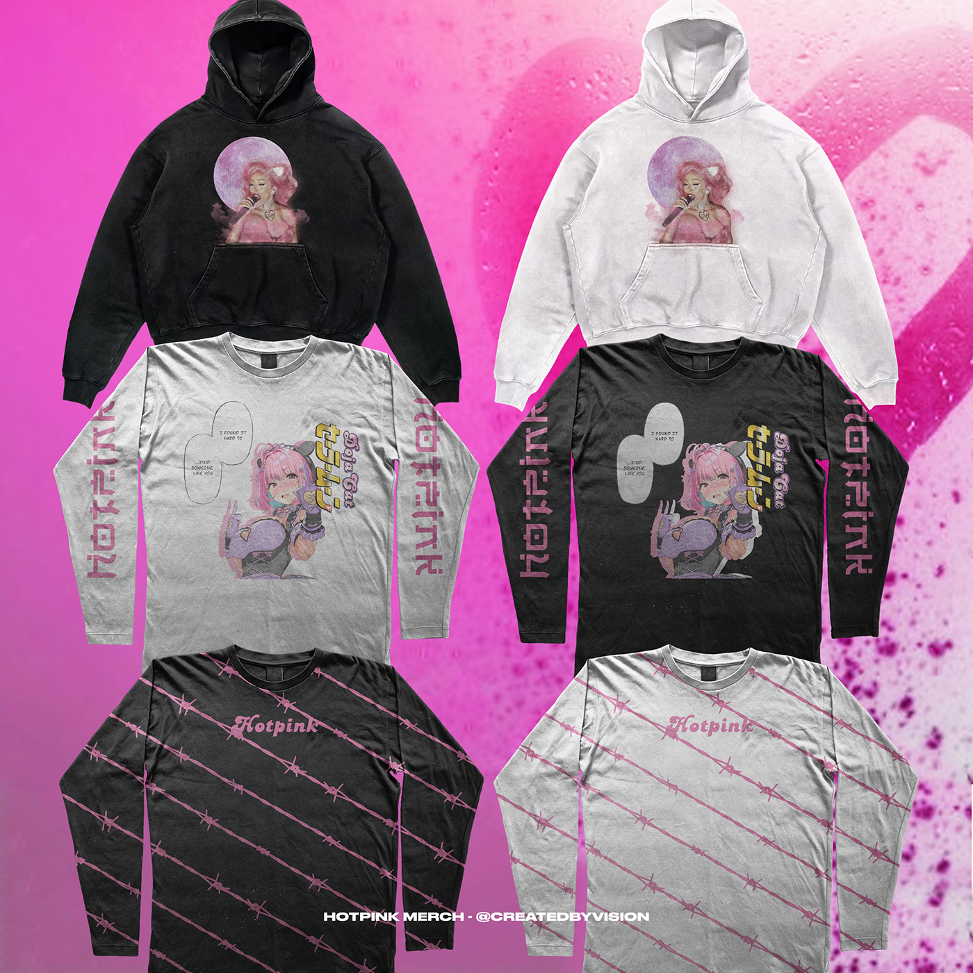 album merch doja cat hoodie design HotPink long sleeve design Music artist