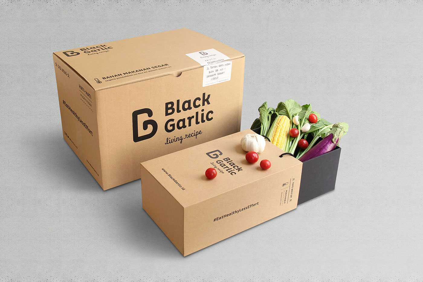 Black Garlic box packaging vegetables restaurant eatery lunch Delivery Packaging catering cooking recipe healthy lifestyle