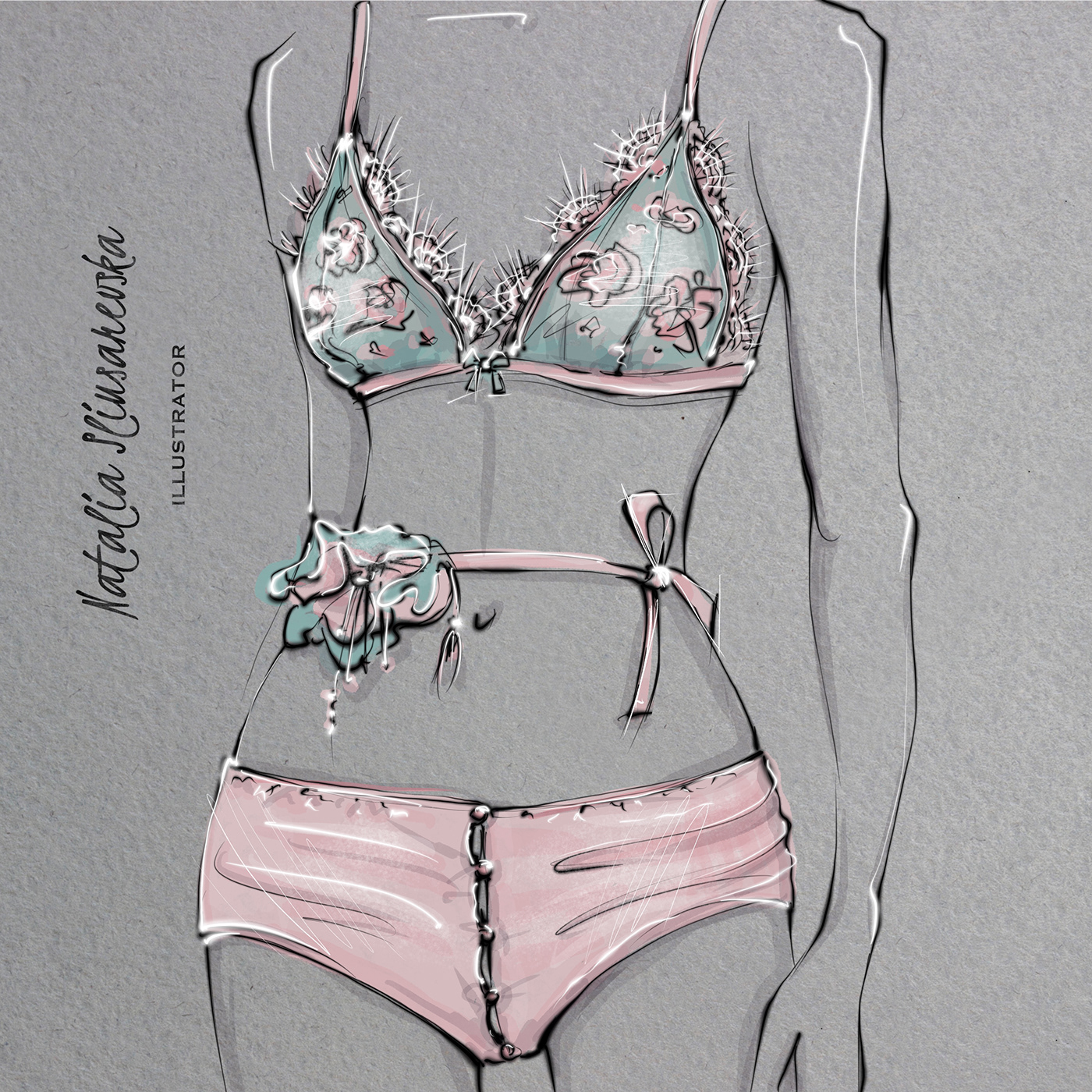 Digital Art  digital illustration fashion illustration lingerie Lingerie Design Procreate sketch