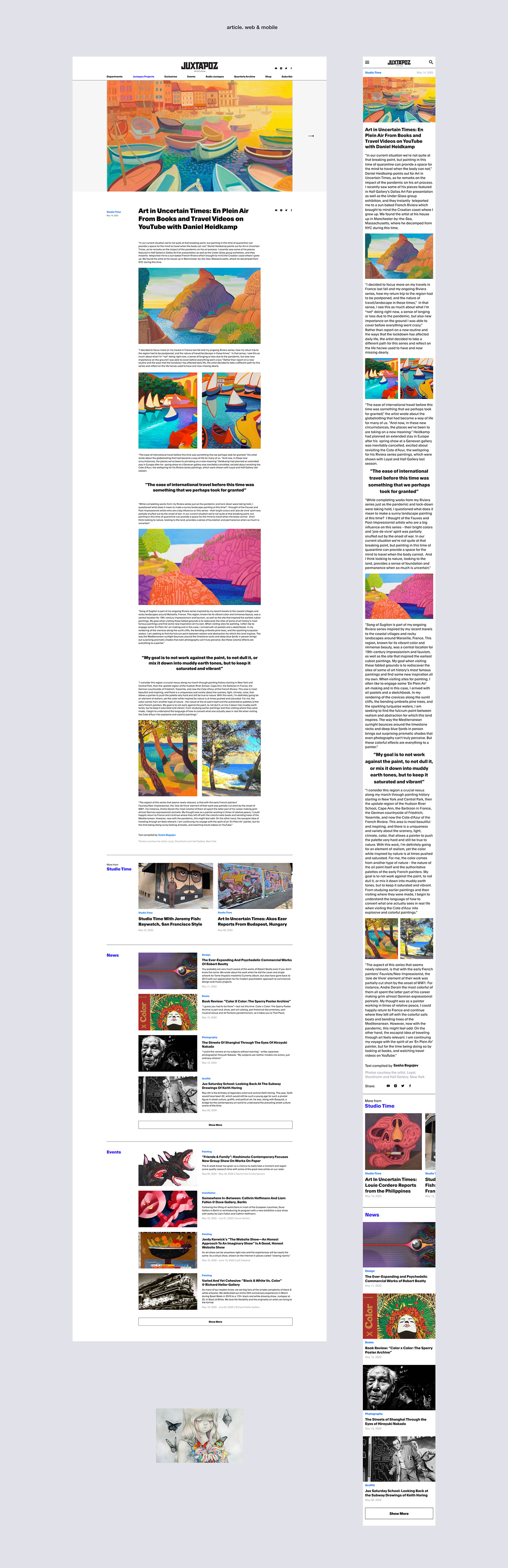 art & culture Minimalism mobile modern art news online magazine redesign UI ux Web Design 
