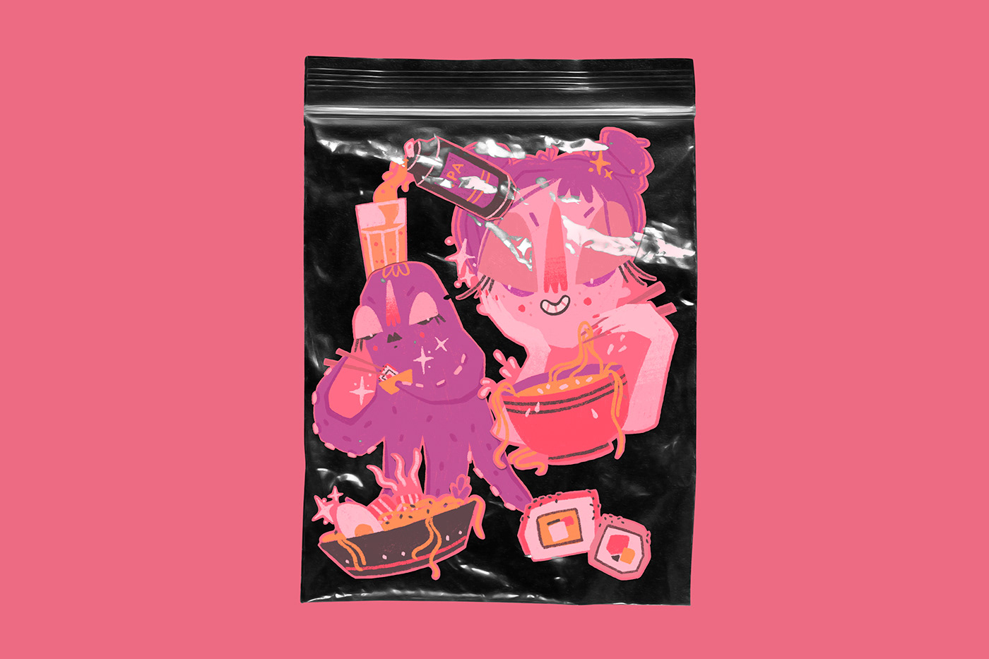 animation  Asian Food branding  cartoon Character design  digital illustration illustrative logo Mascot Stickerpack stickers design