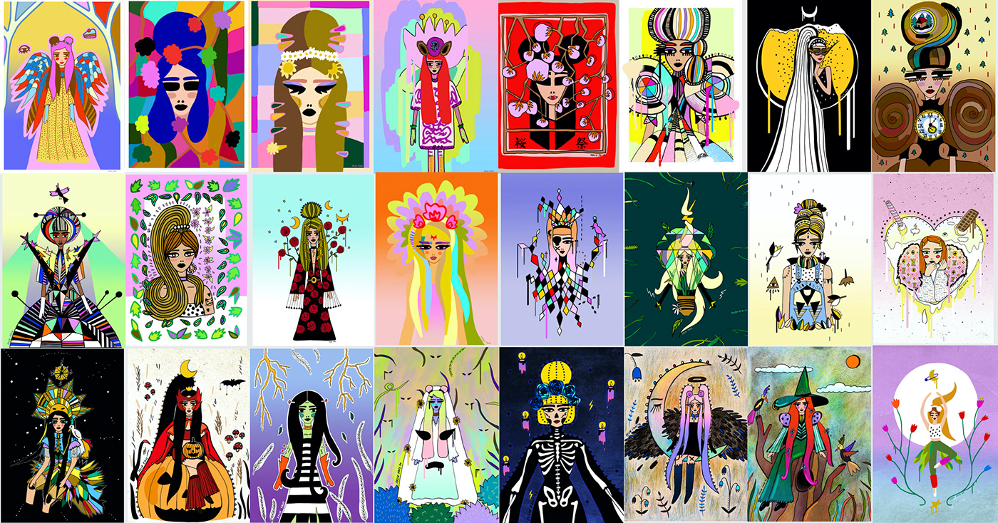 pop art characterdesign female sakura colour cartoon girls ILLUSTRATION  comics