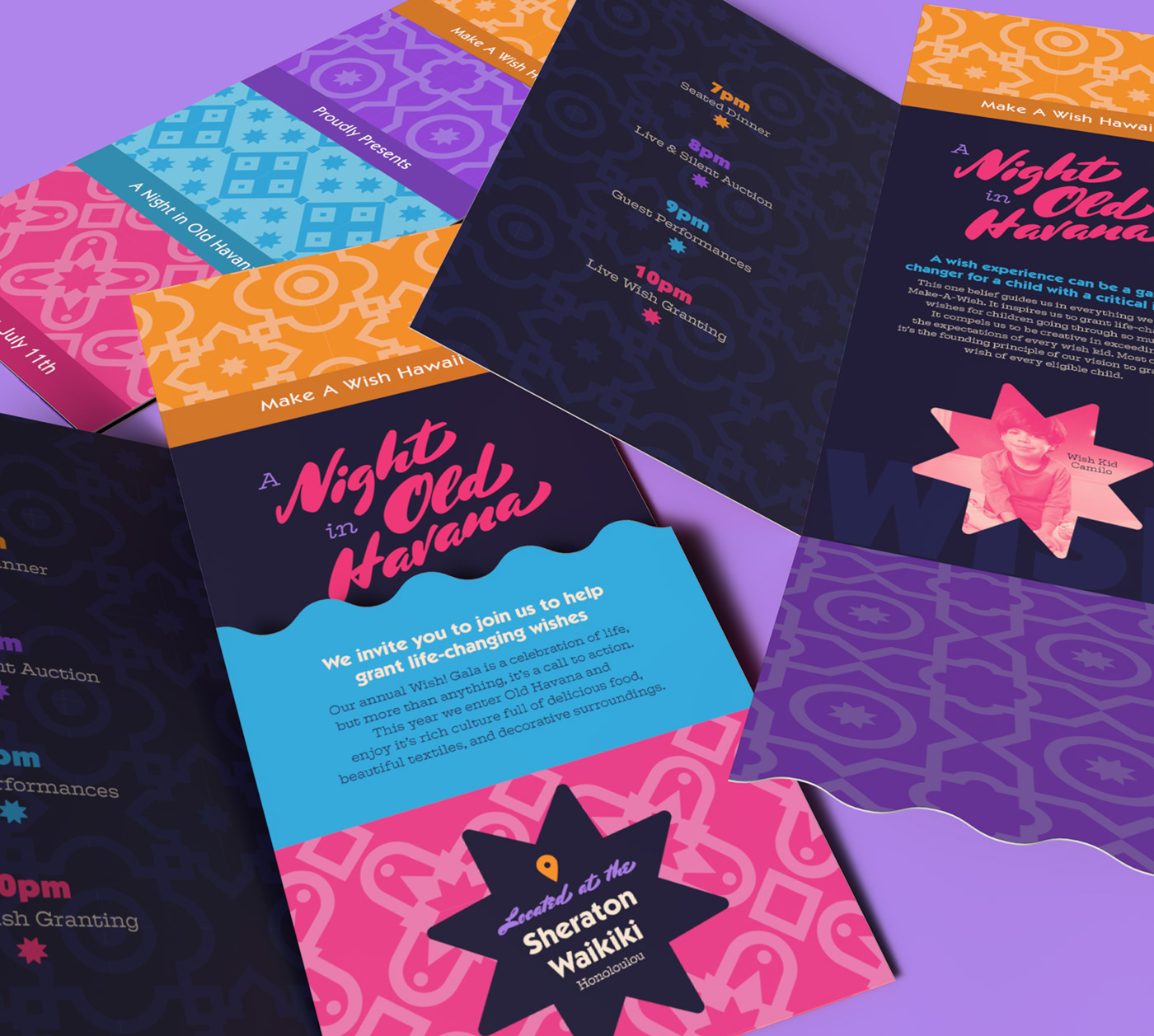 cuba design havana identity Invitation makeawish Mockup pattern print