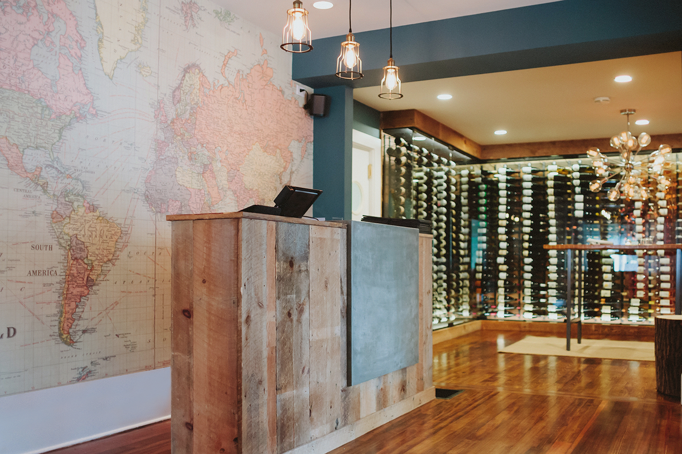 brand identity Space design Hospitality wine bar wine Maine vintage restaurant