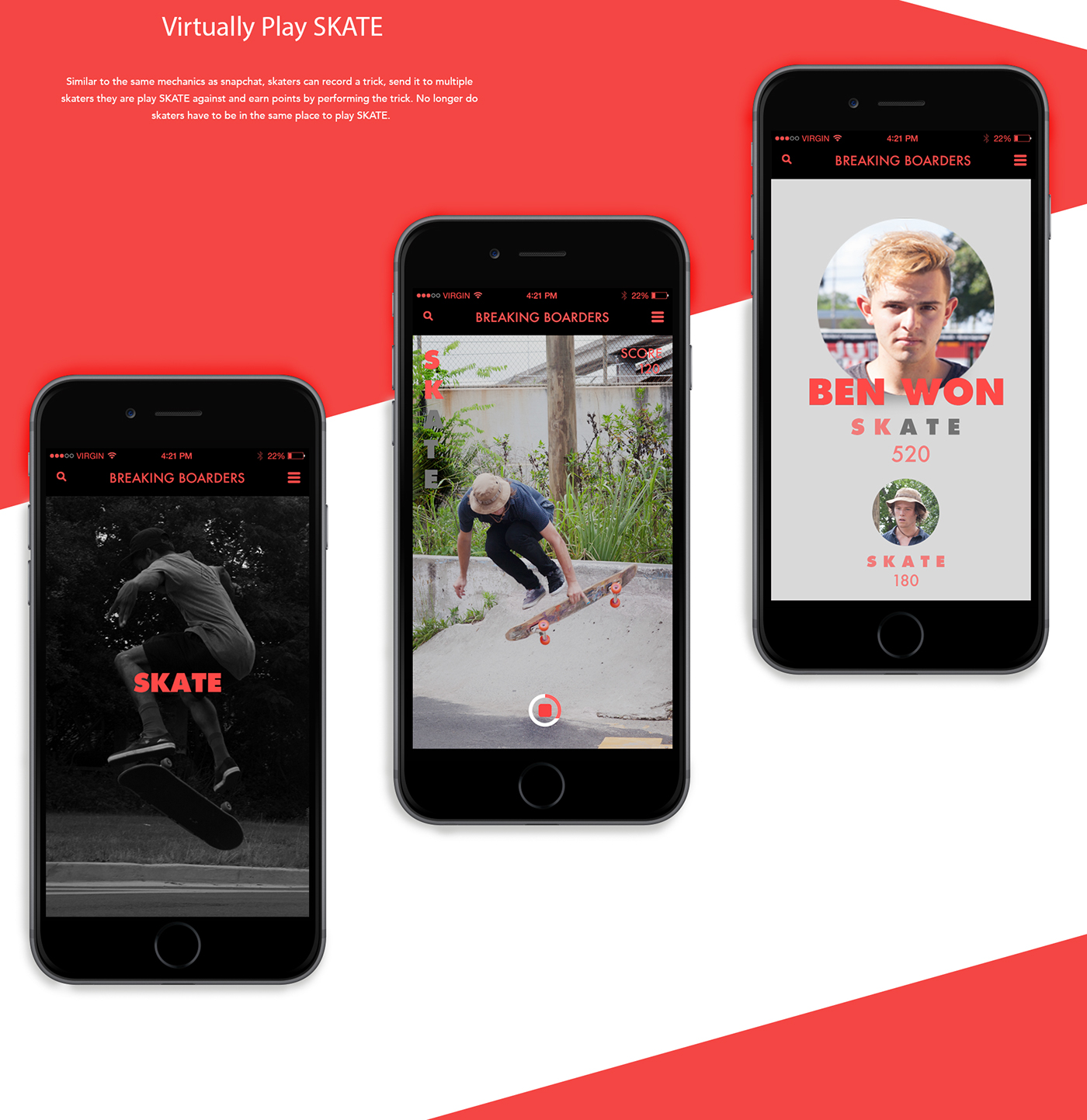app UI ux UI/UX app design graphic design  Photography  skateboard skate