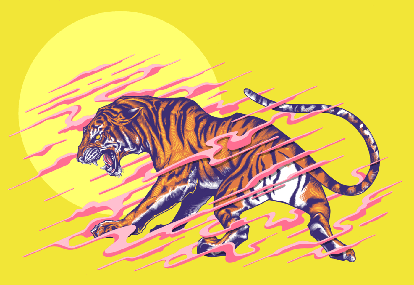 animals Astrology chinese ILLUSTRATION  ipad pro linework roar stripes tiger