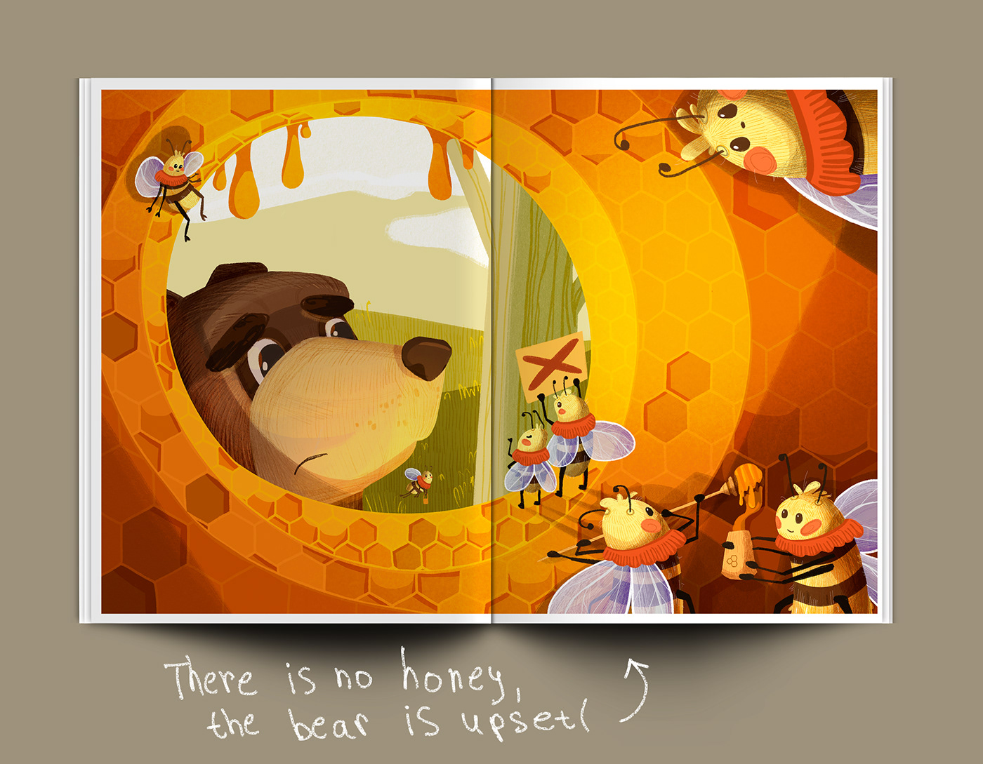 children's book children illustration cartoon Character design  animal illustration honey orange