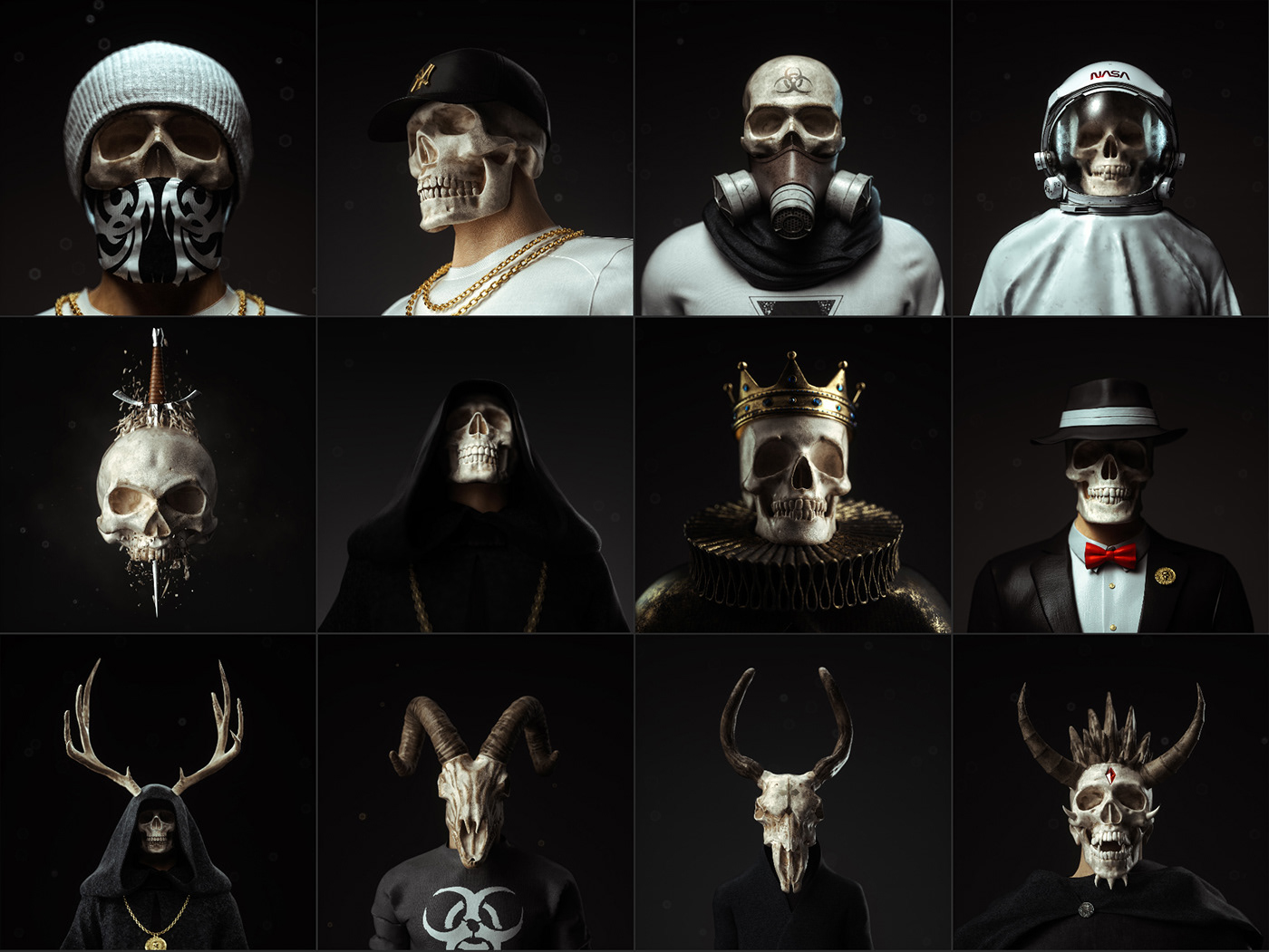 c4d cinema 4d Customize dark death graphics hidden Octane Render skull toy