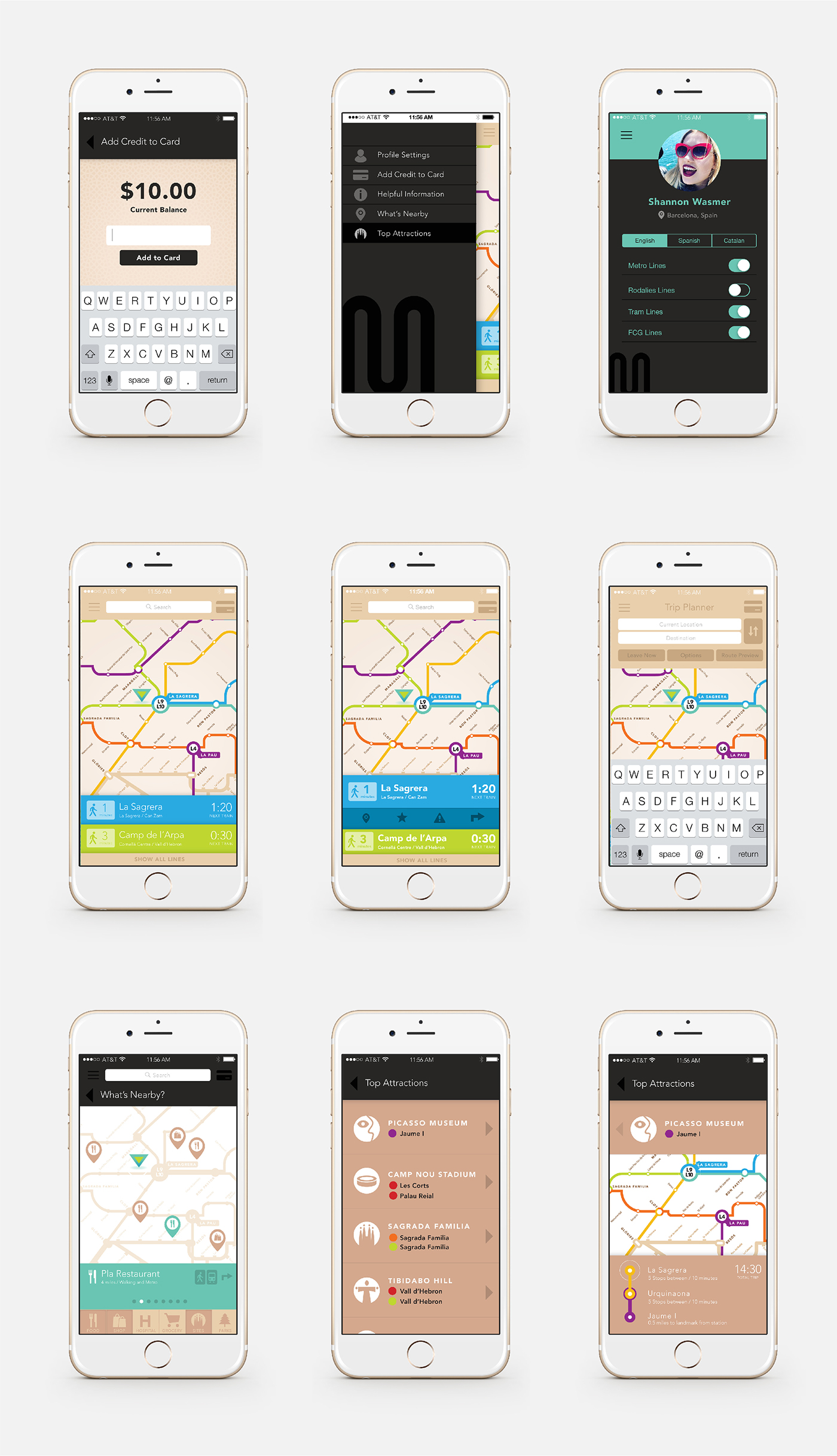 app metro barcelona map application ux UI user Experience Interface