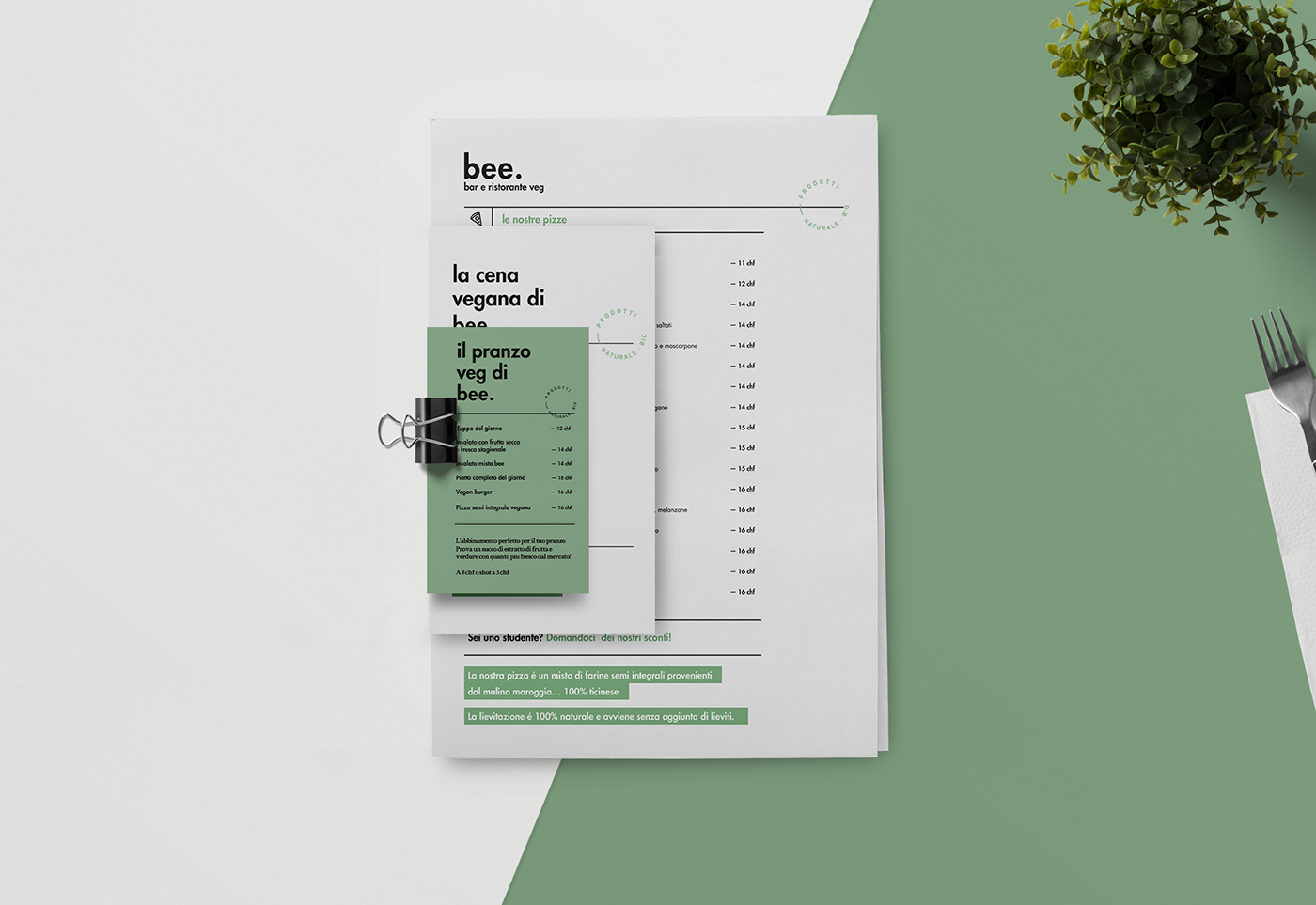 Branding design bee restaurant bar veg simple minimal White green Nature bio