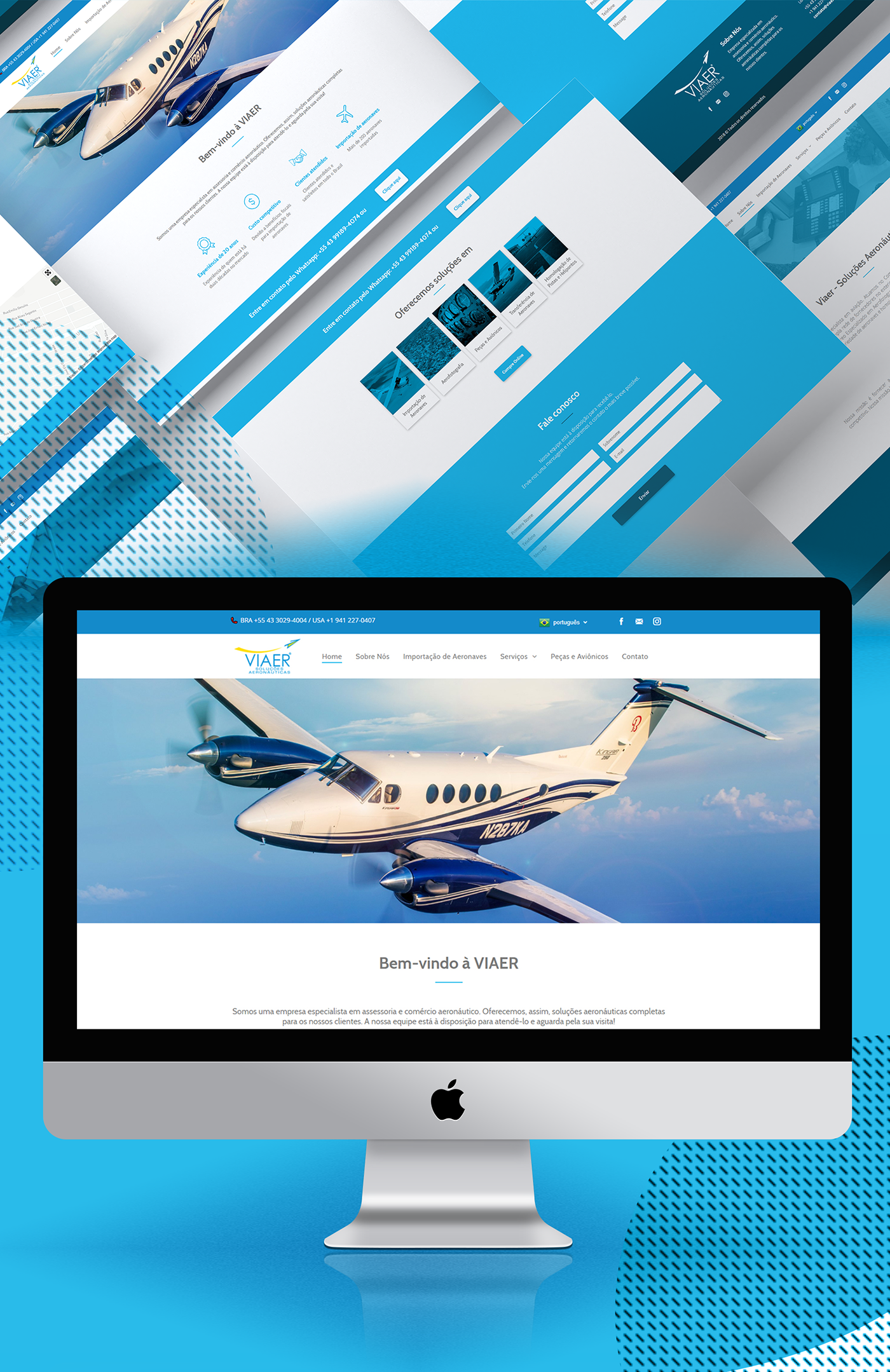 Website design UI aviation blue plane