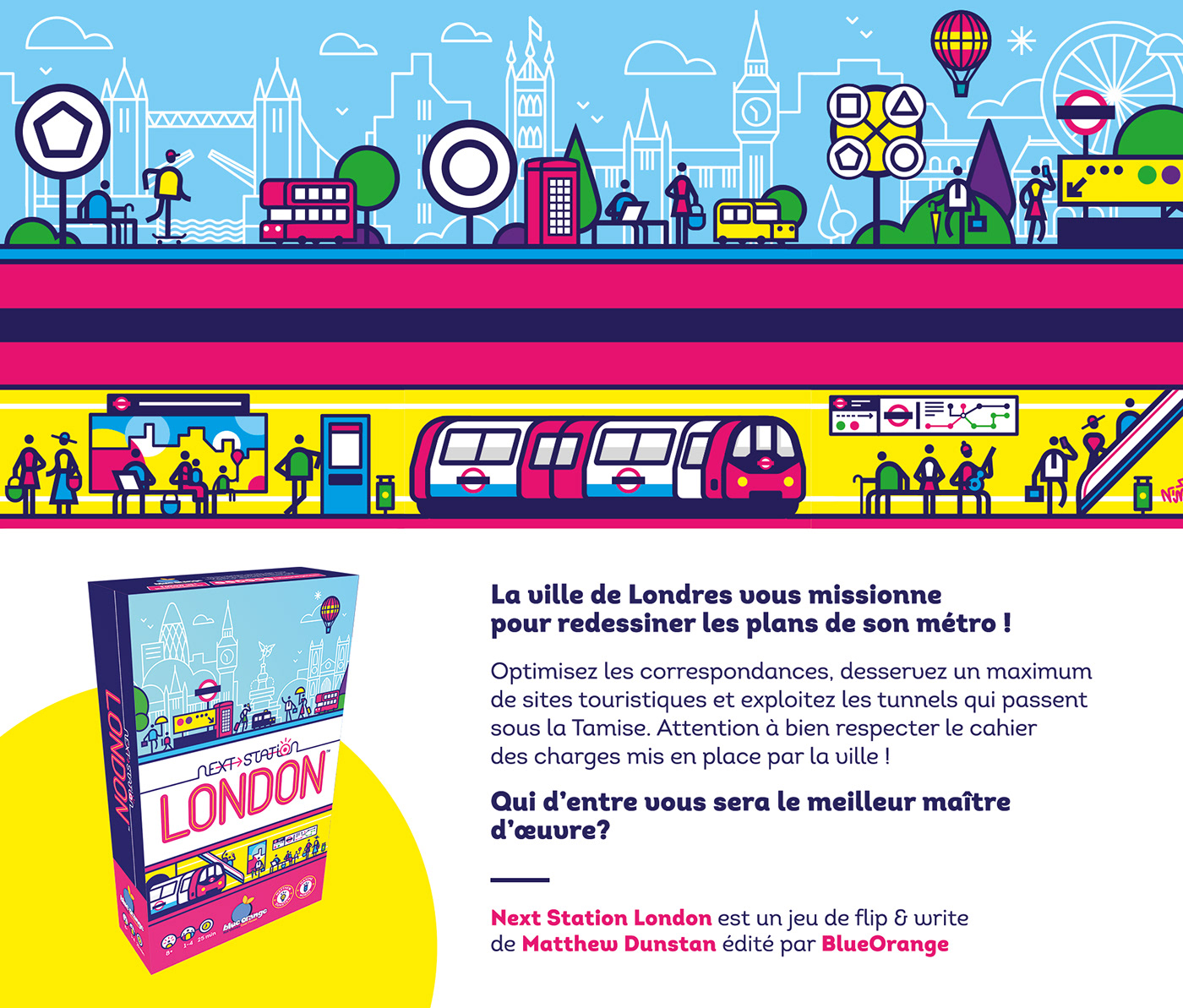 BlueOrange boardgame Flip&Write graphic design  London london city Matthew Dunstan Nimro subway Transports Adobe Portfolio