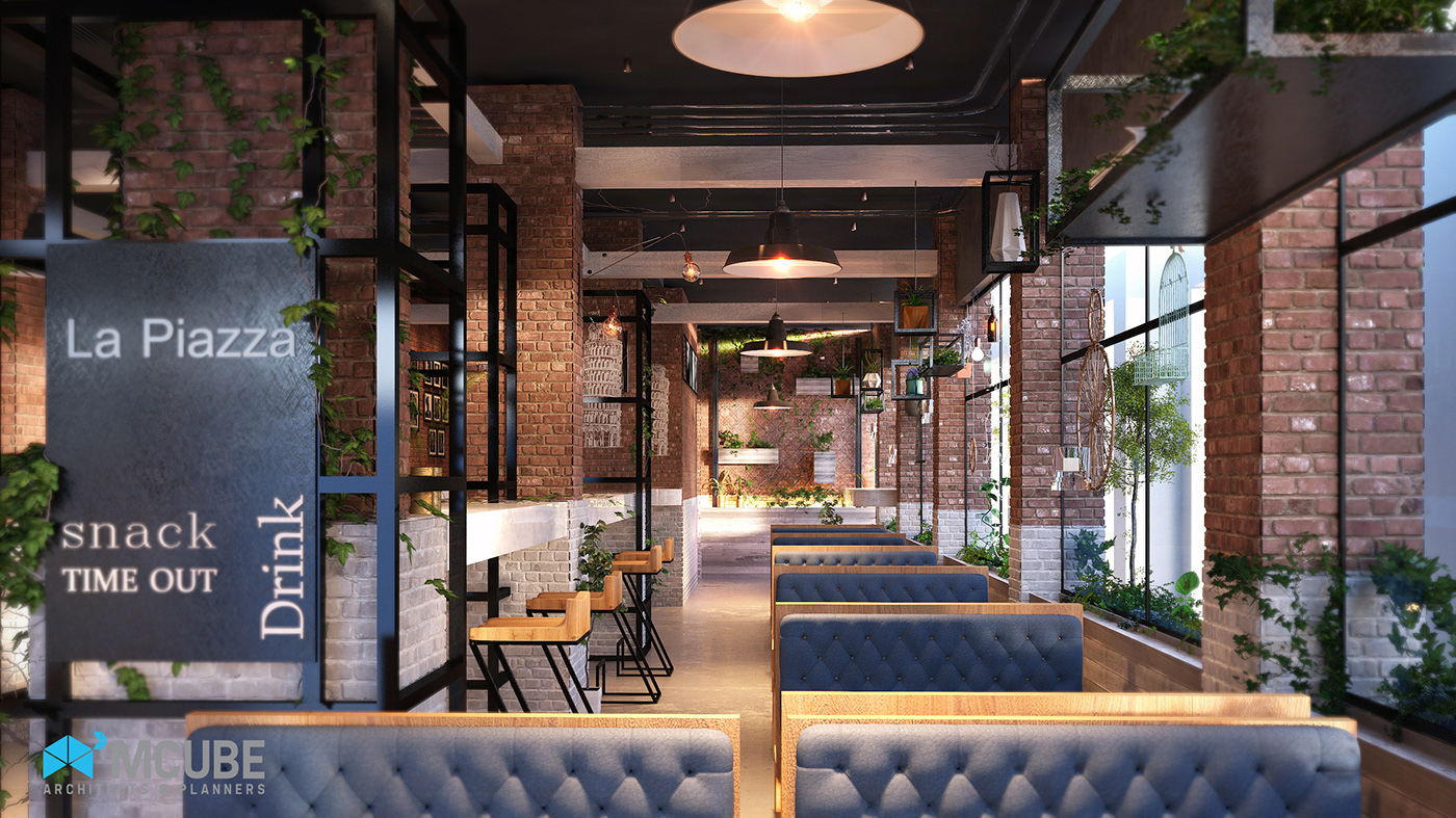 industrial interior design  3dmax photoshop design restaurant cafe