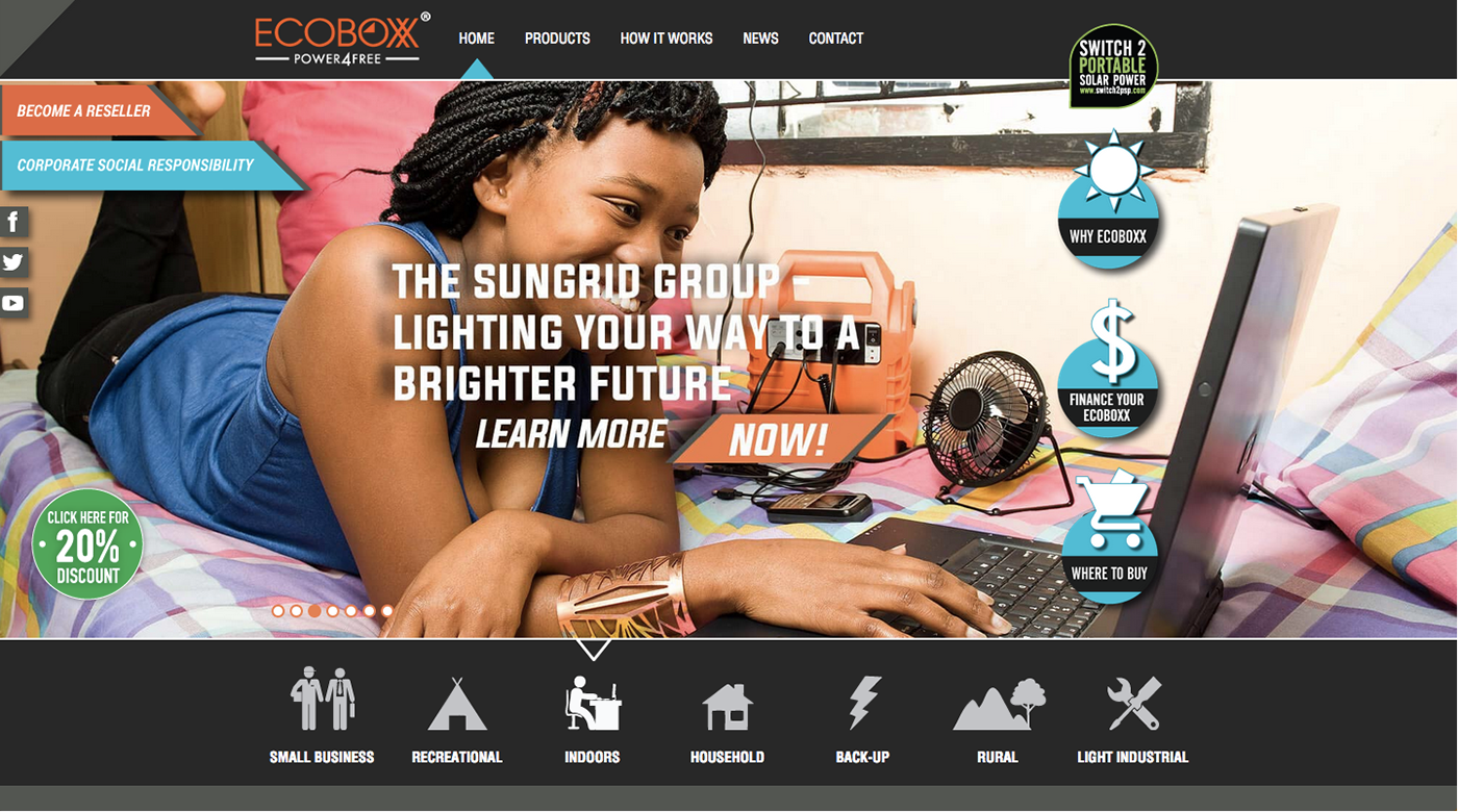 Responsive Website design graphic design  eco friendly Load Shedding Green Energy south africa Retail