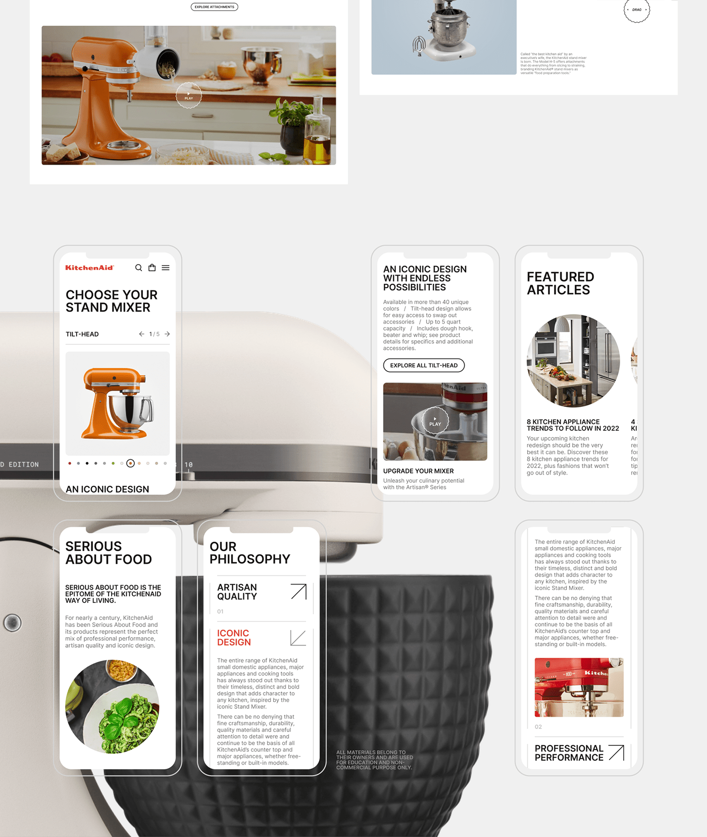 appliances concept Ecommerce kitchen KitchenAid ux/ui Web Design  Website