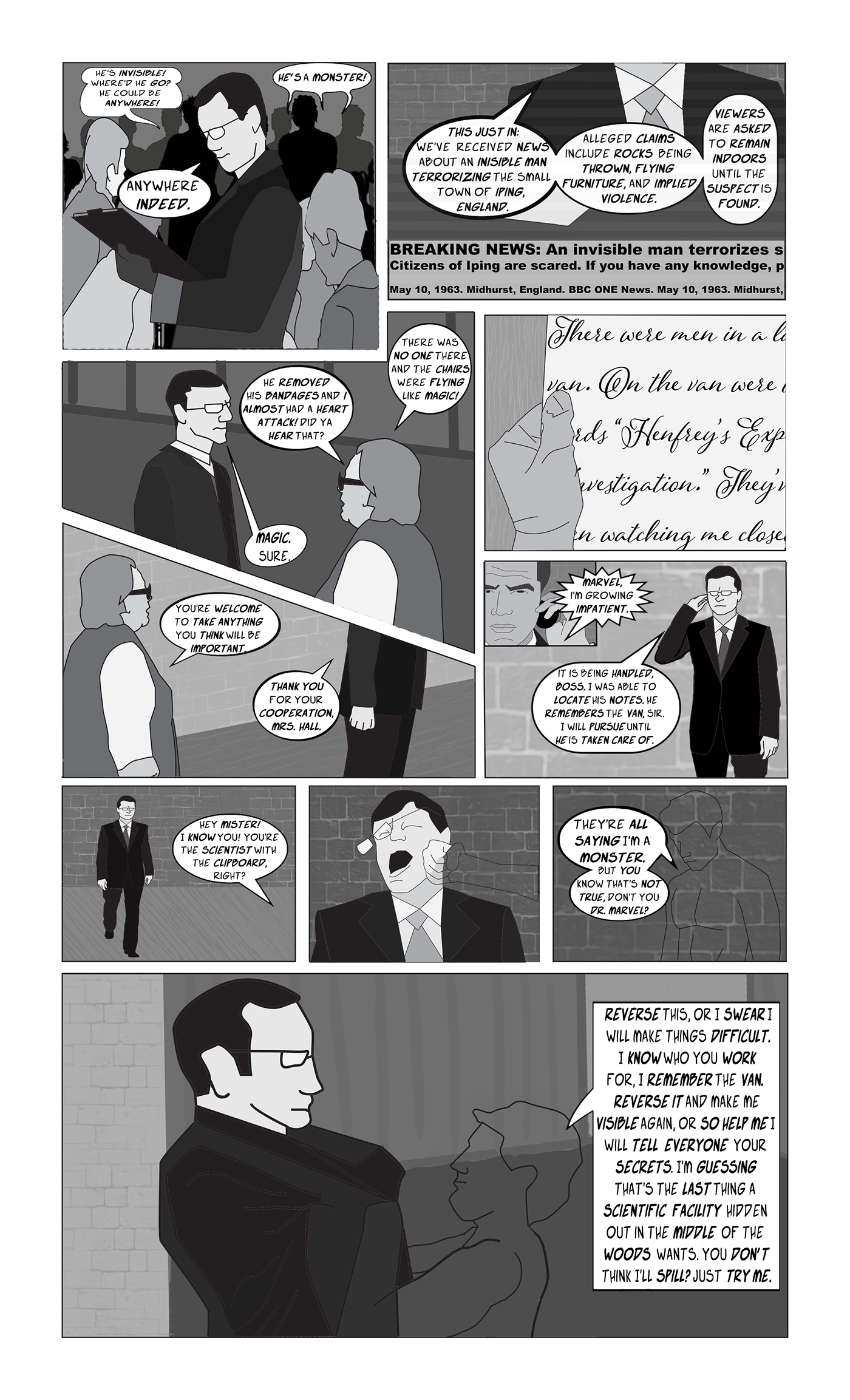 twilight zone Rod Serling The Invisible Man H.G. Wells short story Adaptation comic ILLUSTRATION 