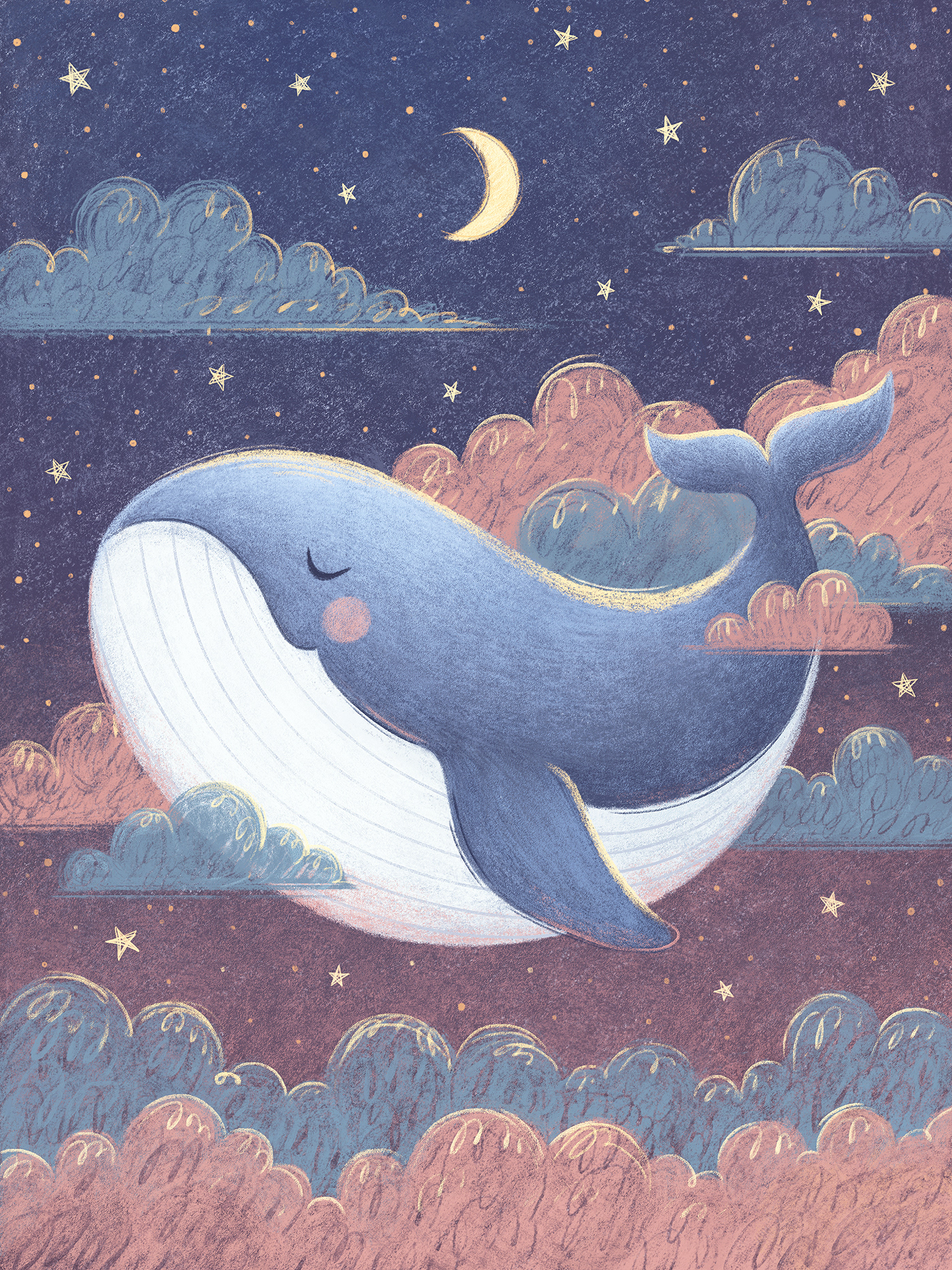 art children illustration cute Drawing  dream kidlit kids night sleep Whale