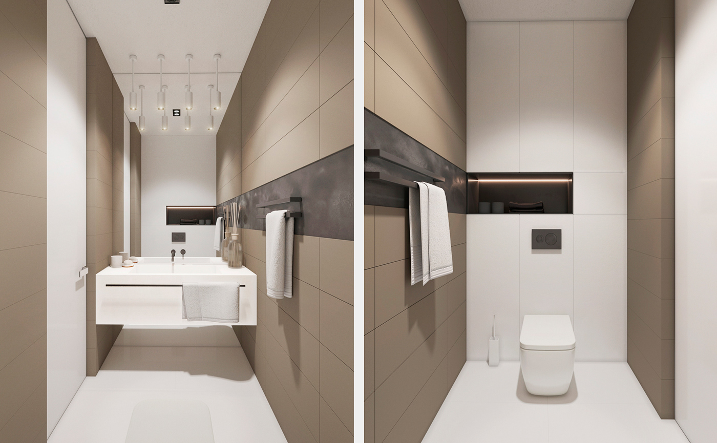 Interior architecture livingroom kitchen design open-space wood Marble apartment