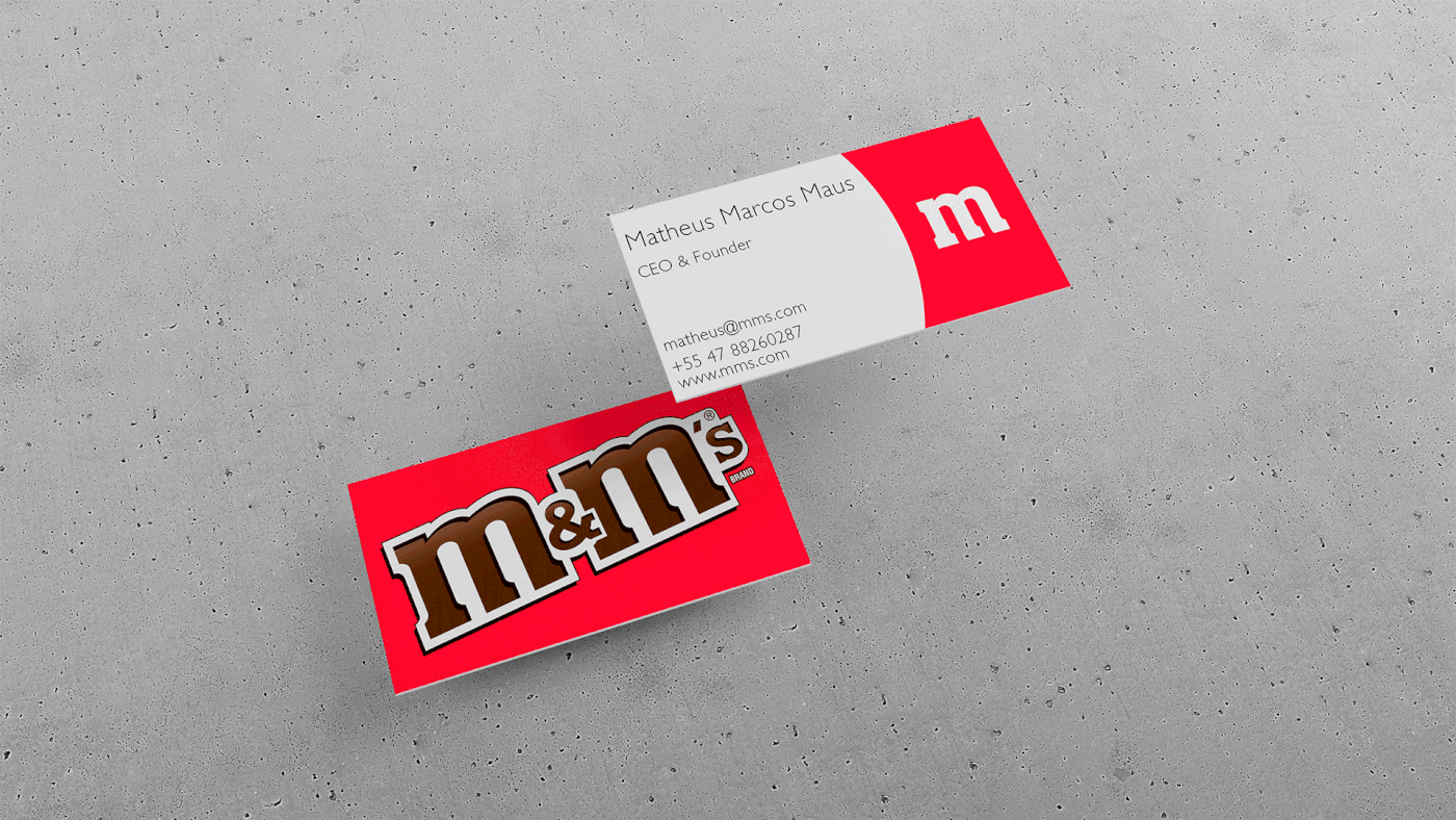 M&Ms Stationery brand chocolate colorful letterhead envelope business card