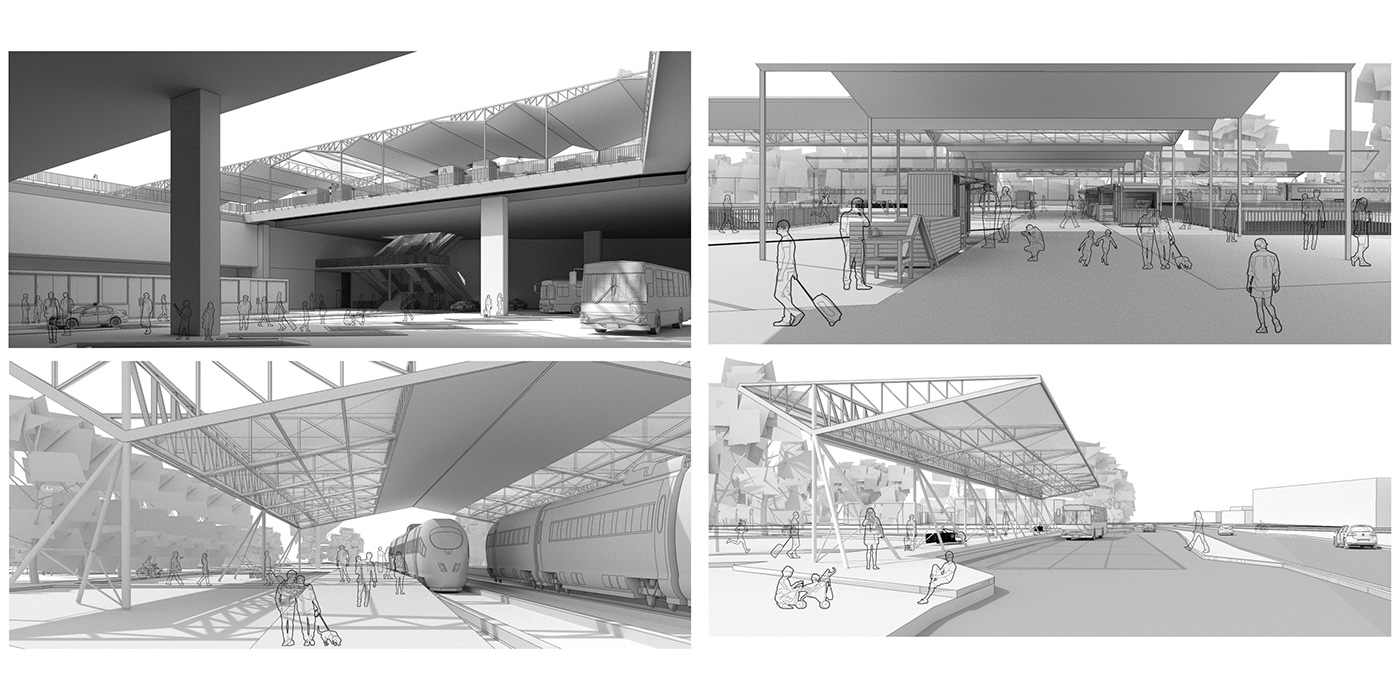 faud UNC arquitectura architecture desing estacion transporte Transport AutoCAD sketch