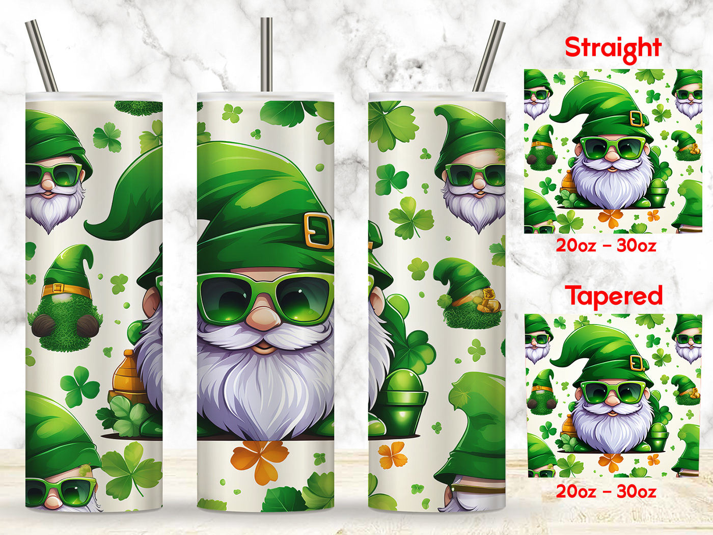 St Patrick's Gnome Tumbler Design
