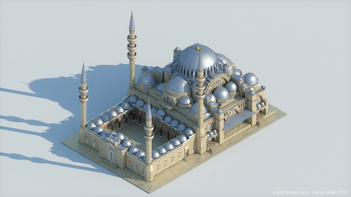 Isometric Low Poly Render buildings city istanbul Hagia Sophia Ayasofya sultanahmet