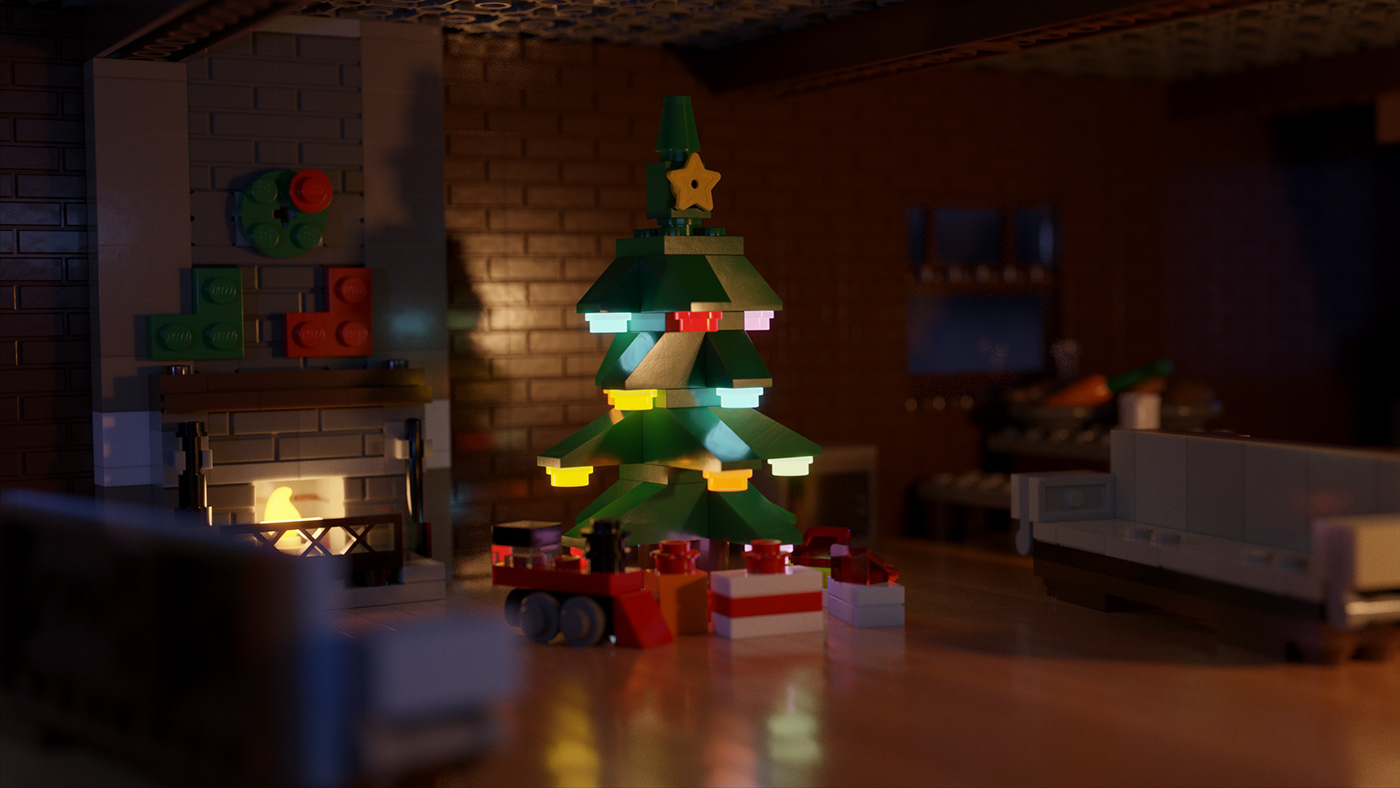 blender Christmas christmas Tree cozy fireplace LEGO Render toy