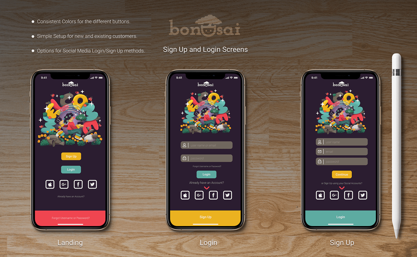 animation  app application bonsai design Nature Socialmedia UserExperience UserInterface whimsical