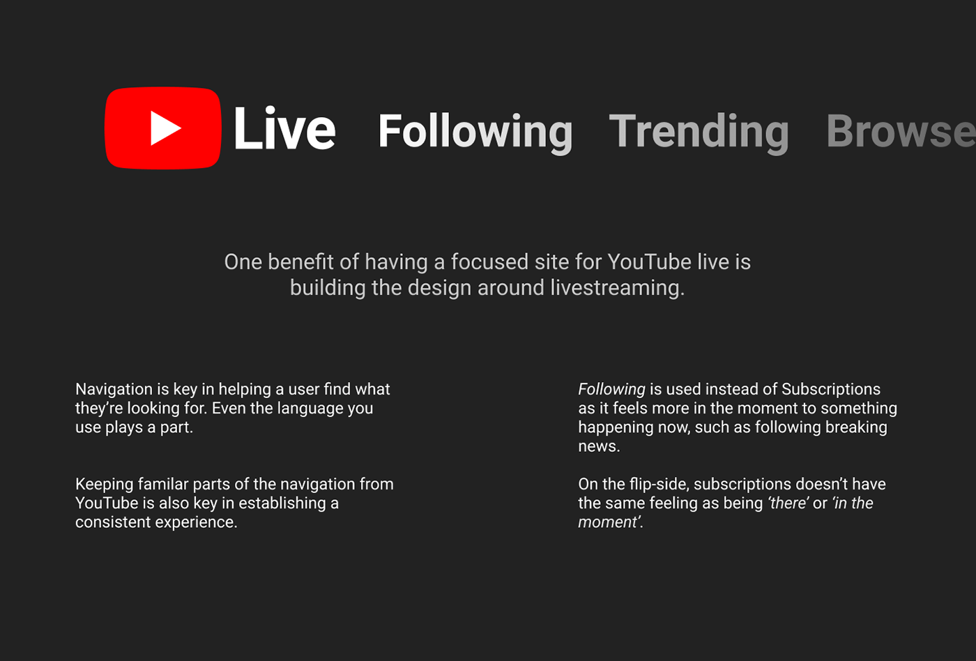 youtube Youtube Design Concept YouTube Live youtube livestream youtube redesign