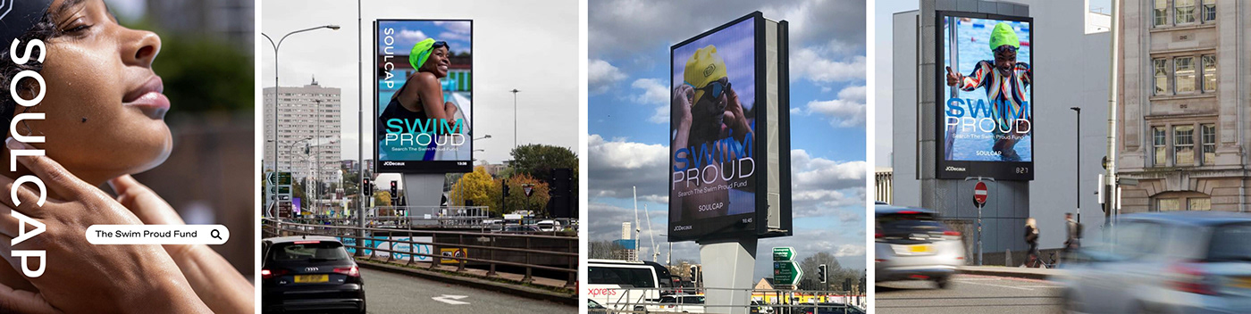 SoulCap adverts sharing the Swim Proud Fund