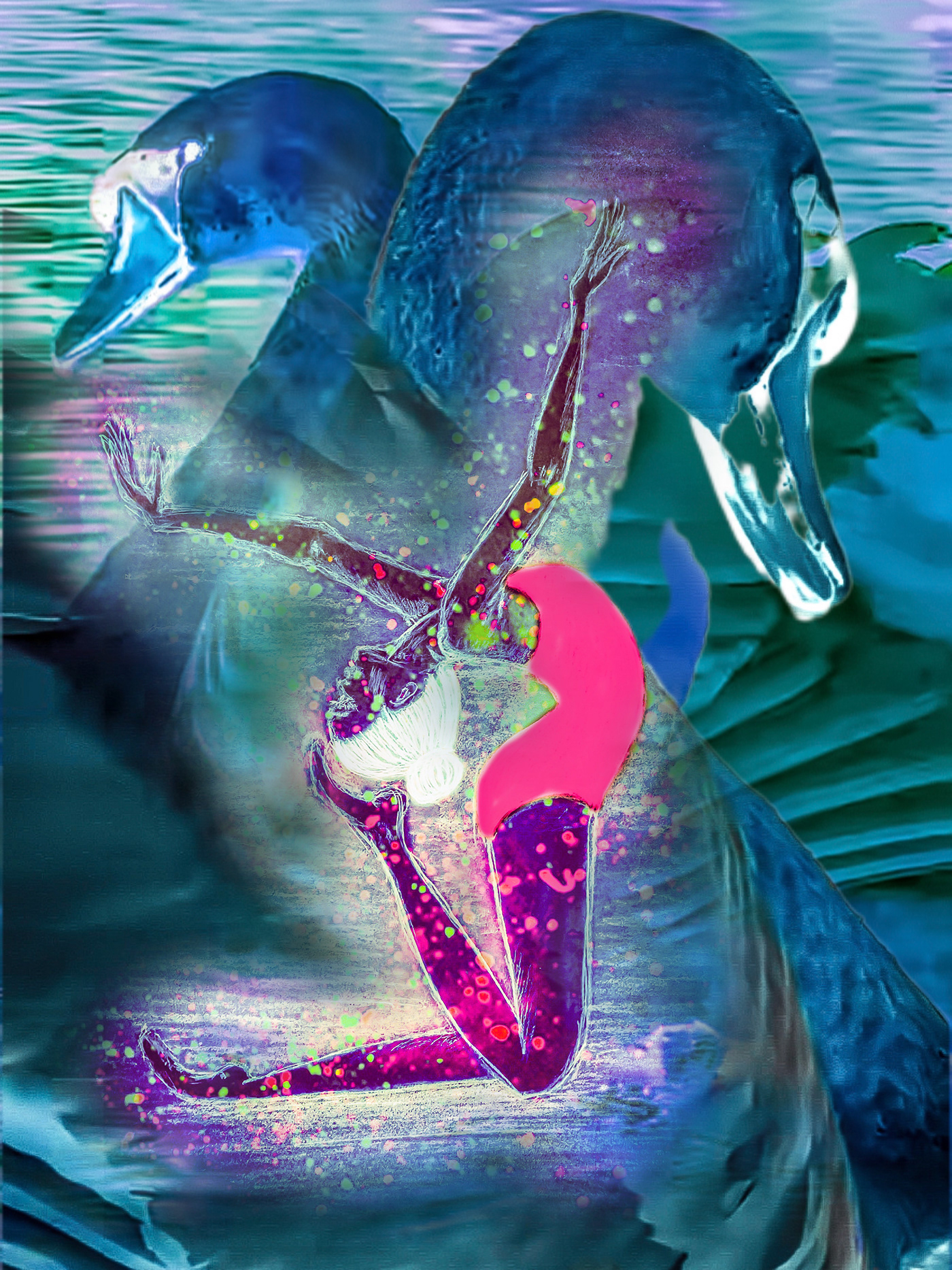 hand drawing color painting illustrations graphic design  Digital Art  ballet dancing starlight night