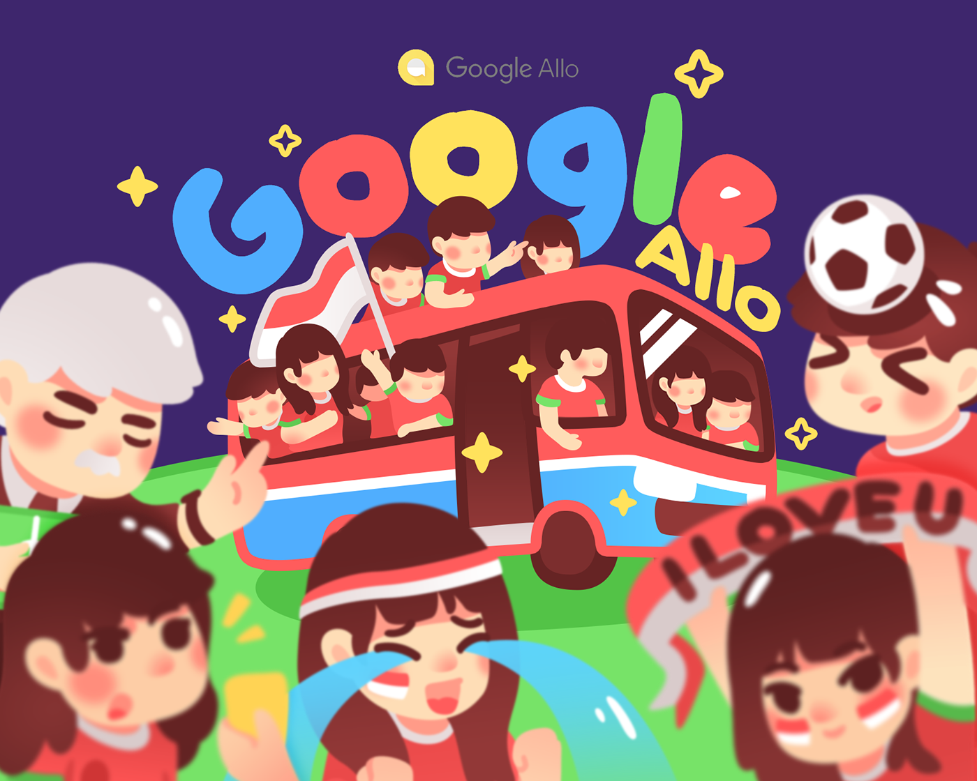 google googleallo Allo indonesia soccer sepak bola sticker vector cute children