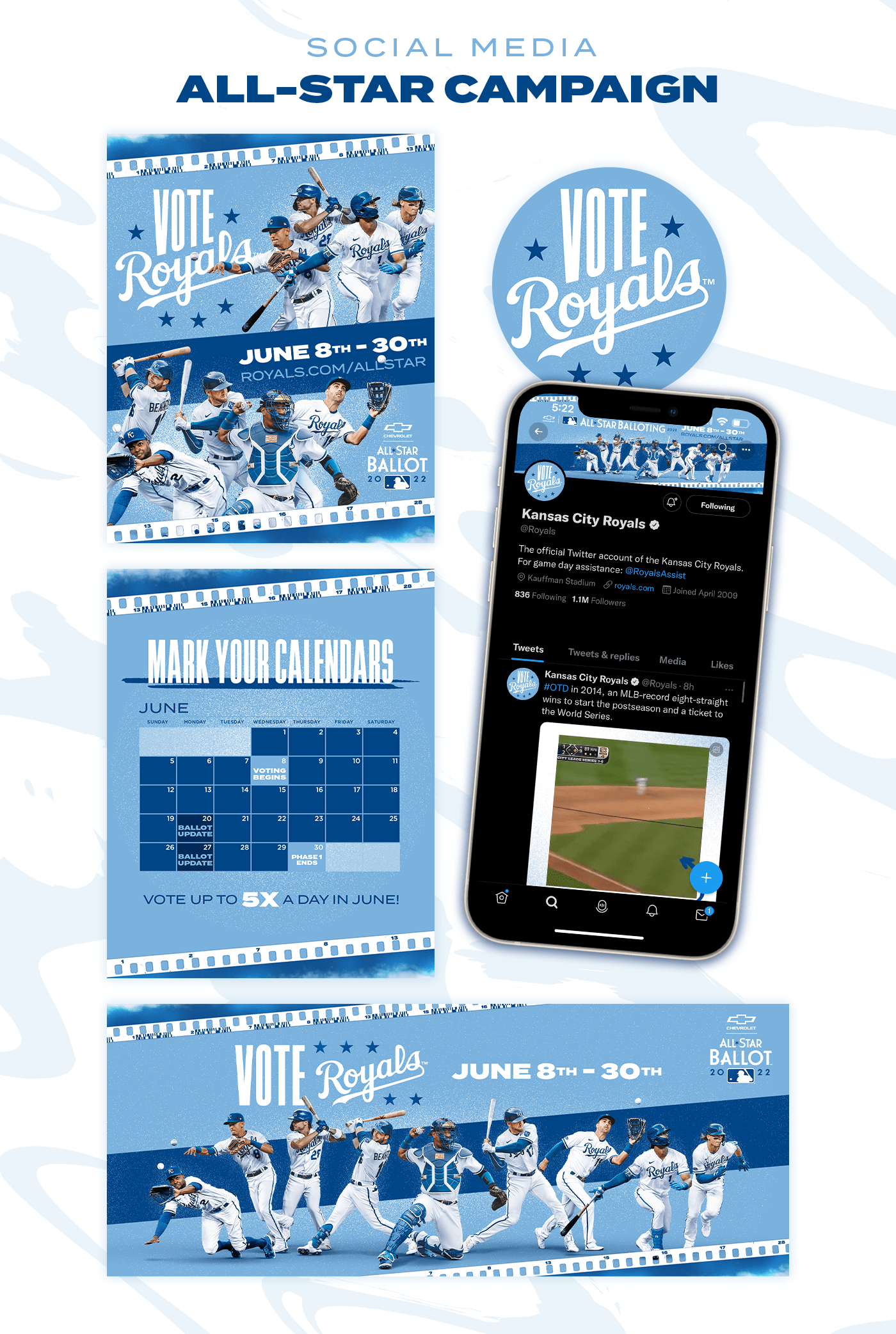 baseball branding  campaign graphic design  kansas city Kansas City Royals mlb Royals social media sports