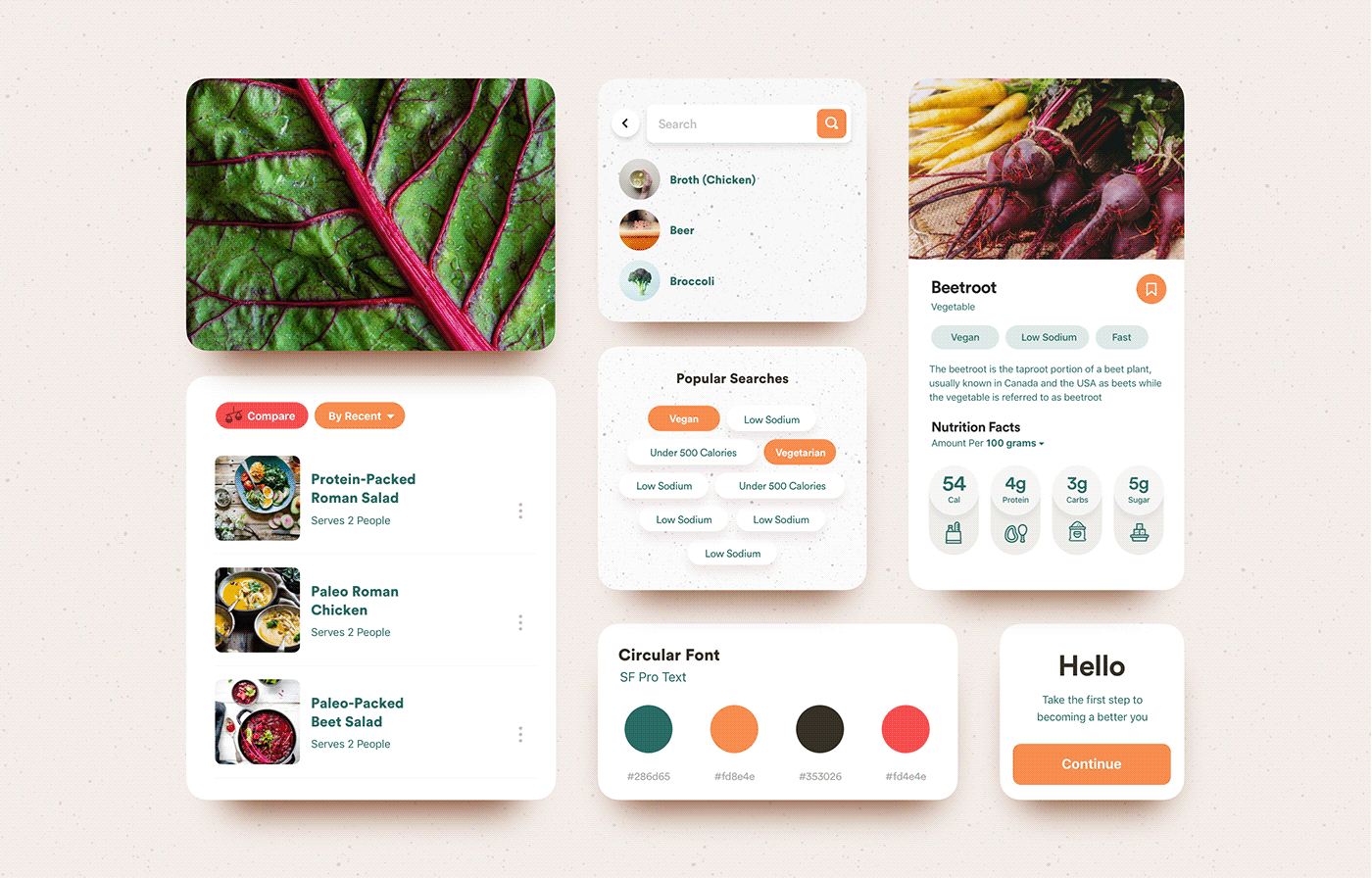 ui elements for a nutrient app
