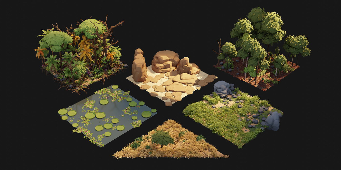 Nature environment Landscape lowpoly 3D terrain animation  stylized арт poly