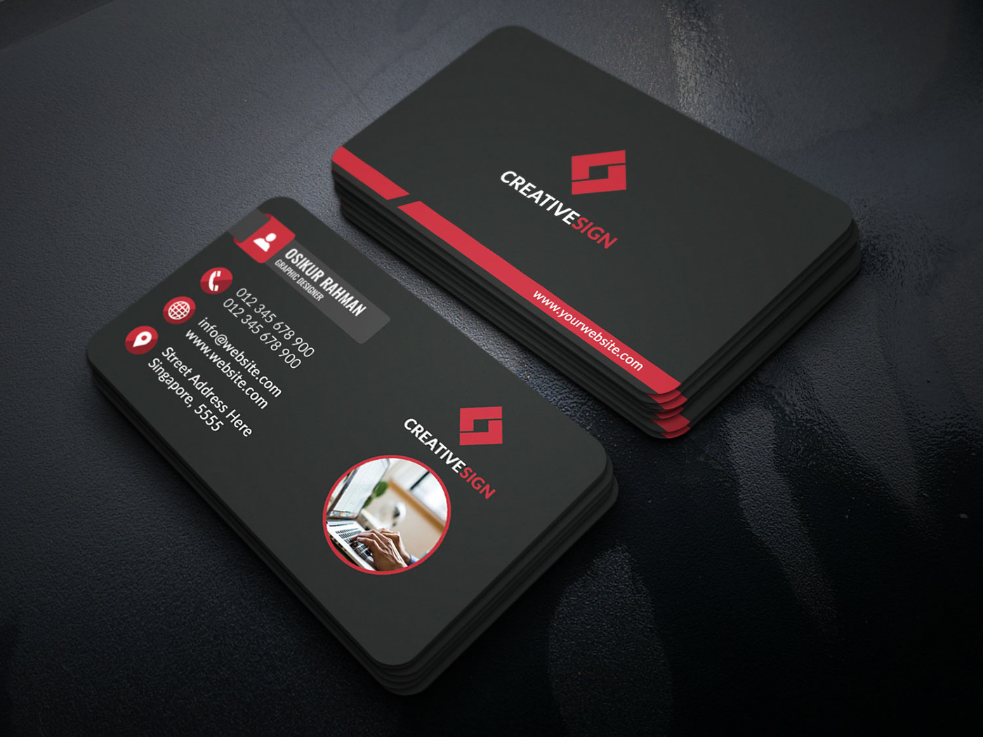 clean style corporate creative red blue green simple stylish business card