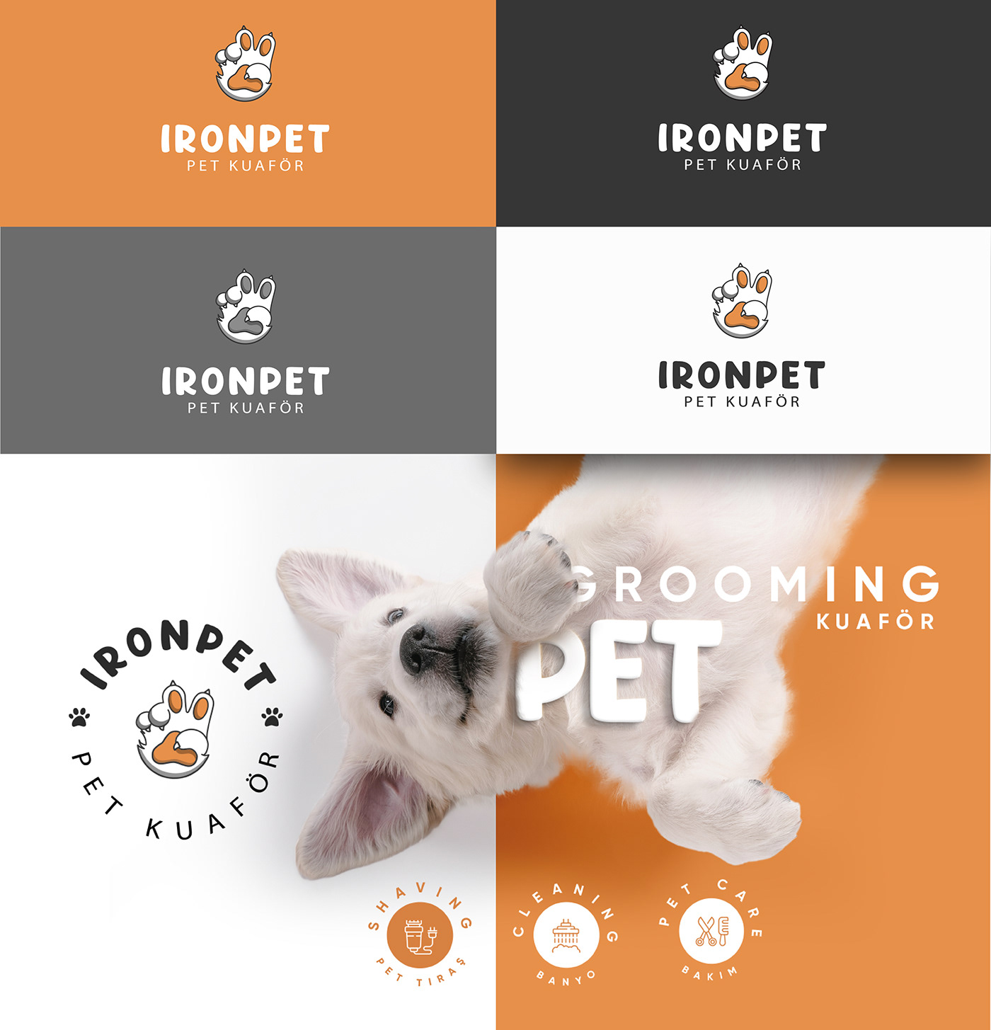 logo variations with banner of dog
