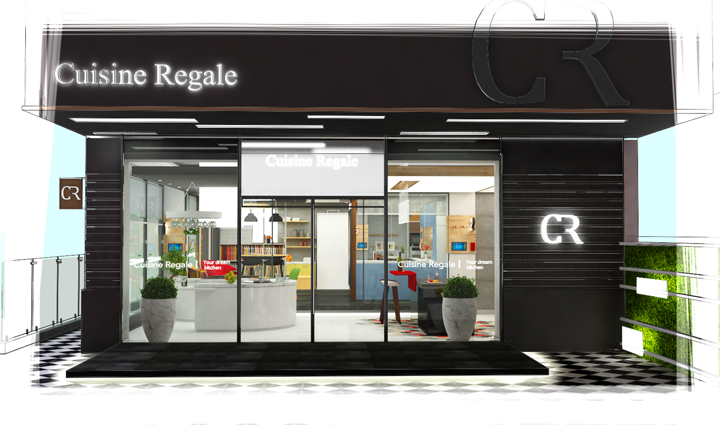 kitchen Retail visualization 3d render sketch iIllustration Food  facade colours Interior 3D store Signage vm